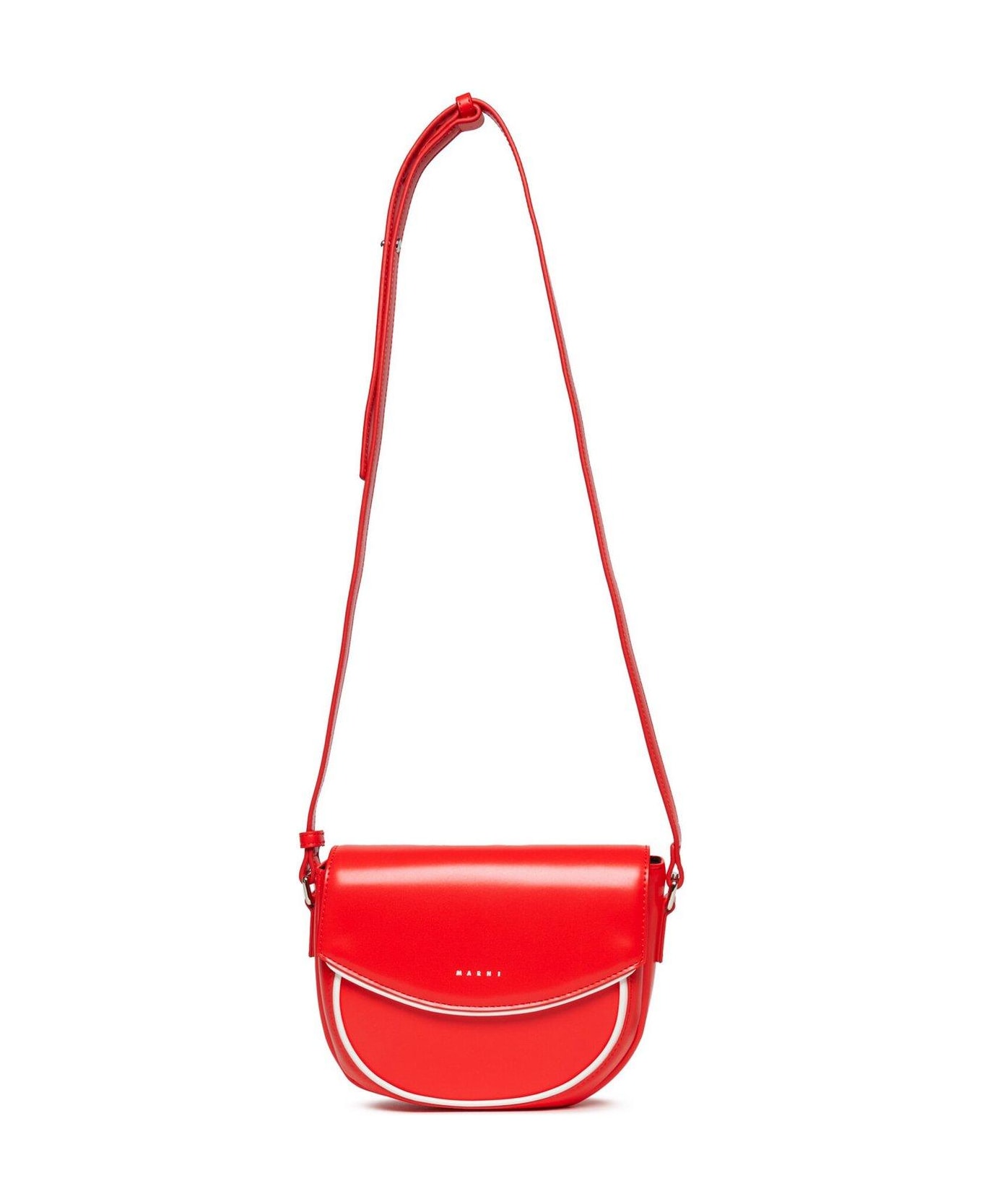 Marni Logo Printed Smile Crossbody Bag - Red