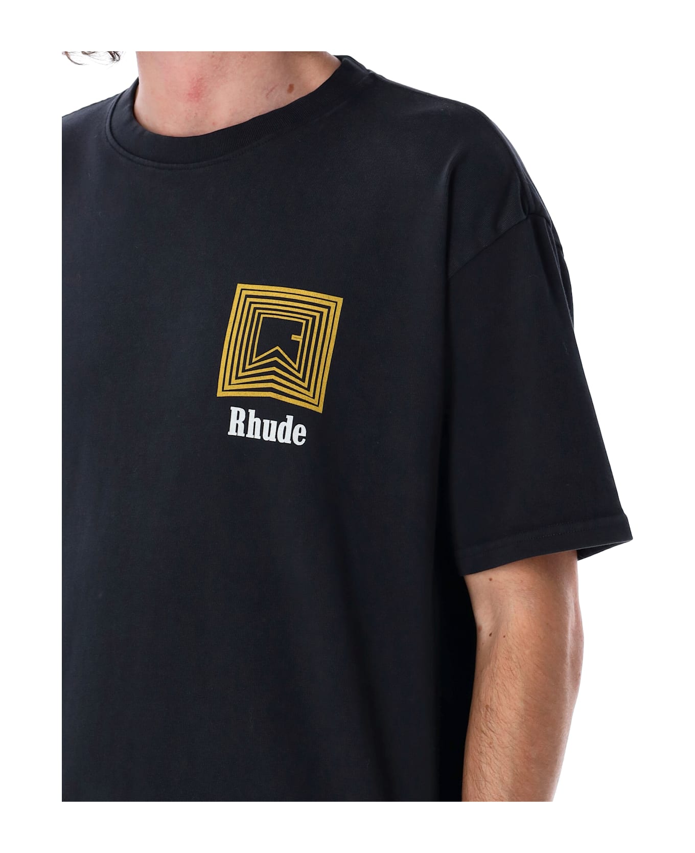 Rhude Chevron Logo Repeat Tee - VNTG BLACK