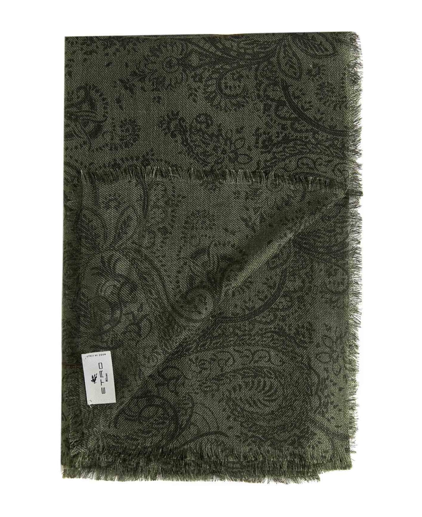 Etro Wool Blend Paisley Scarf Etro - Verde スカーフ