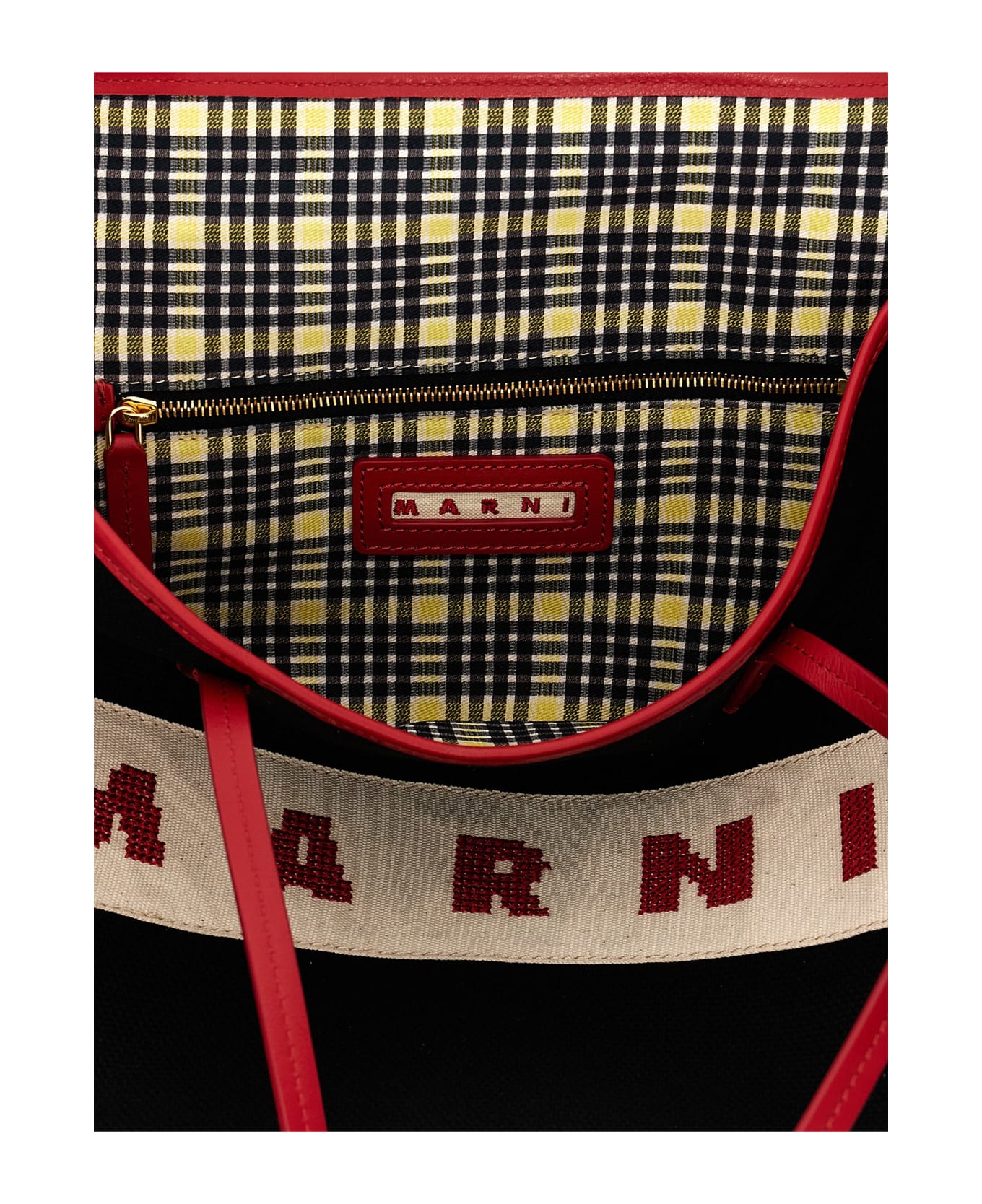 Marni Logo Canvas Shopping Bag - Nero トートバッグ