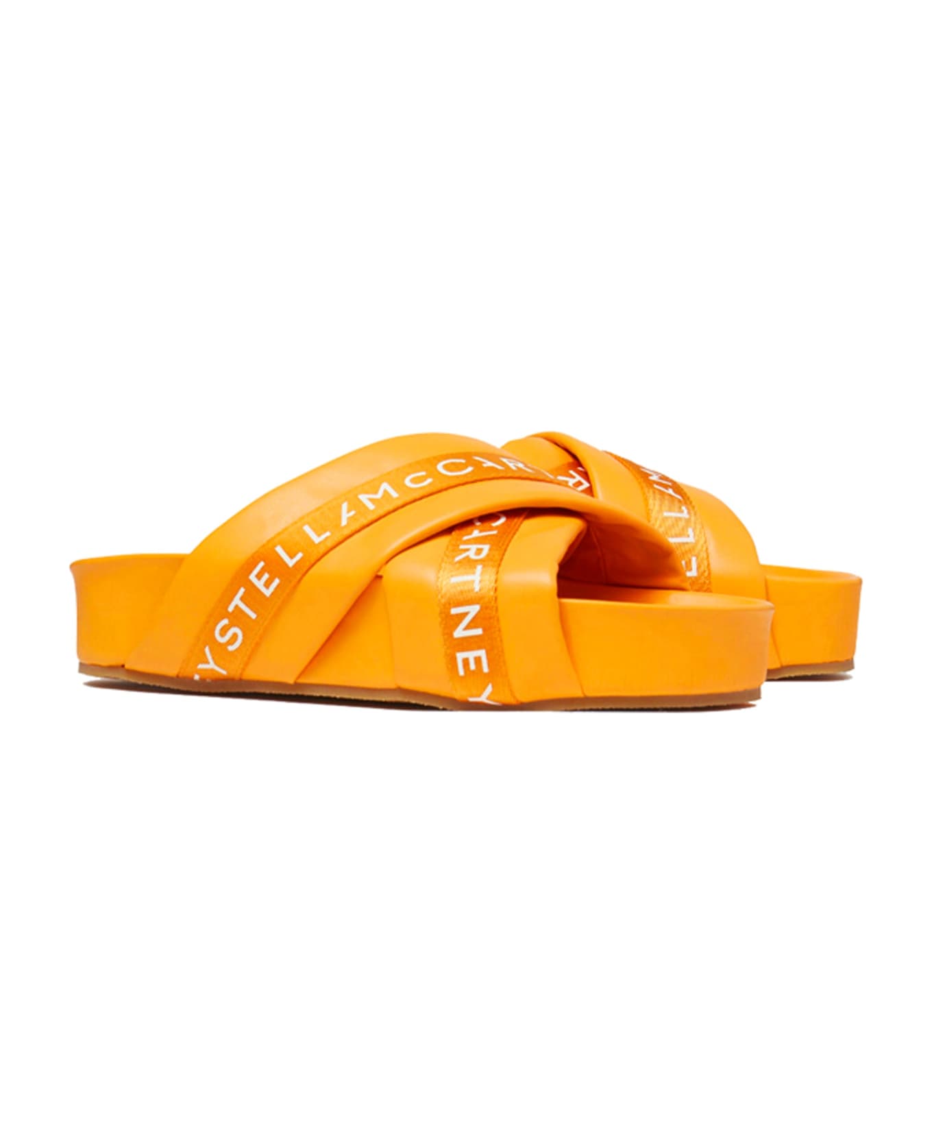 Stella McCartney Leather Logo Sandals - Orange