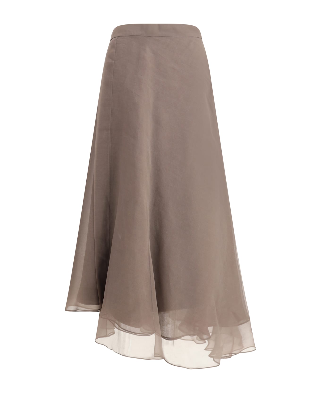 Brunello Cucinelli Silk Crêpe Midi Skirt