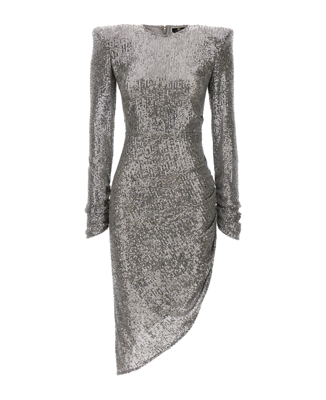 Elisabetta Franchi Sequin Asymmetrical Dress - Silver