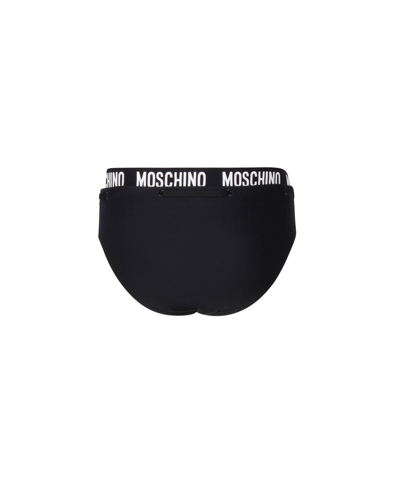 Moschino Logo Waistband Drawstring Swim Briefs - Black ショーツ
