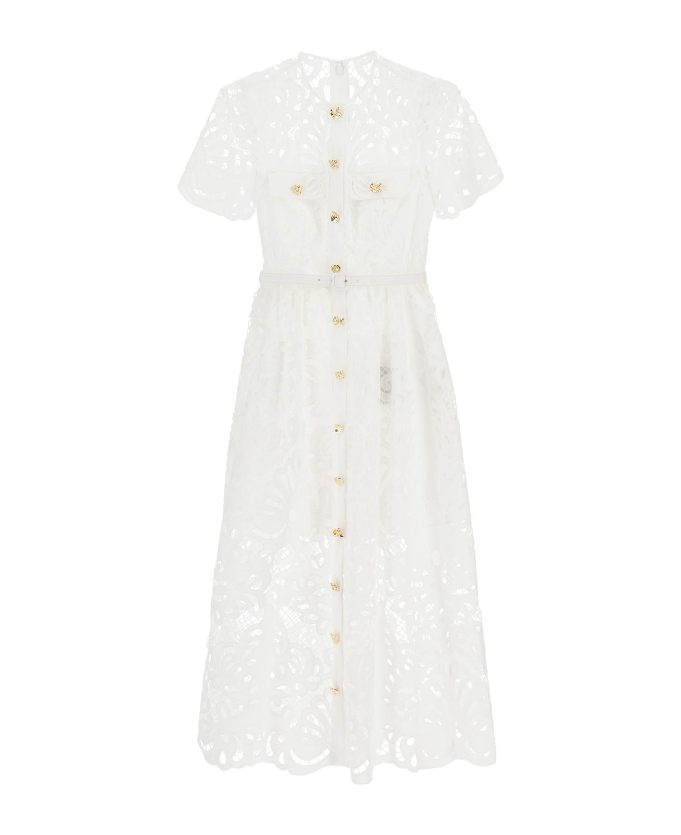 self-portrait Midi Lace Dress In Seven - WHITE (White)