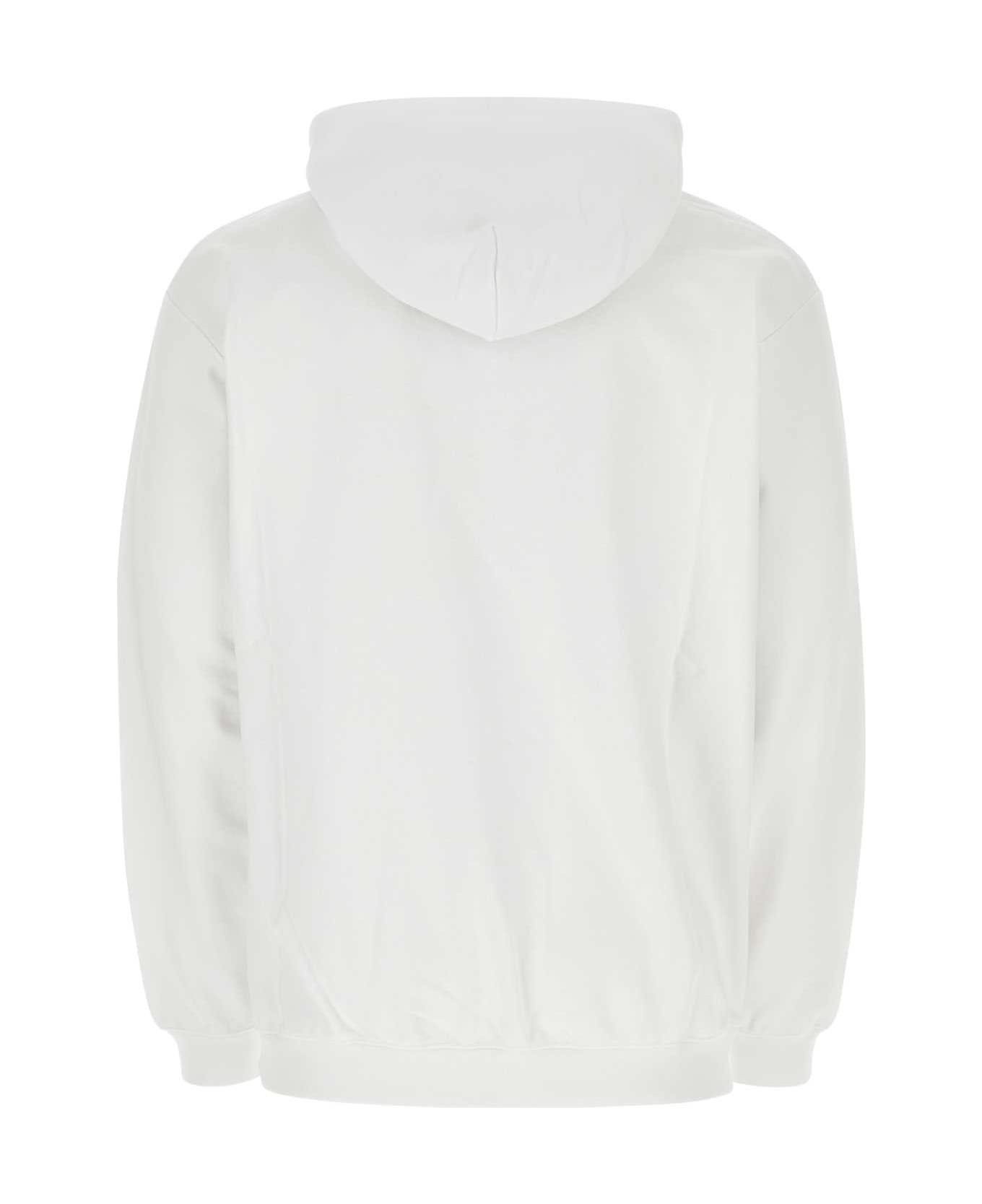 VTMNTS White Cotton Blend Oversize Sweatshirt - WHITE / BLACK