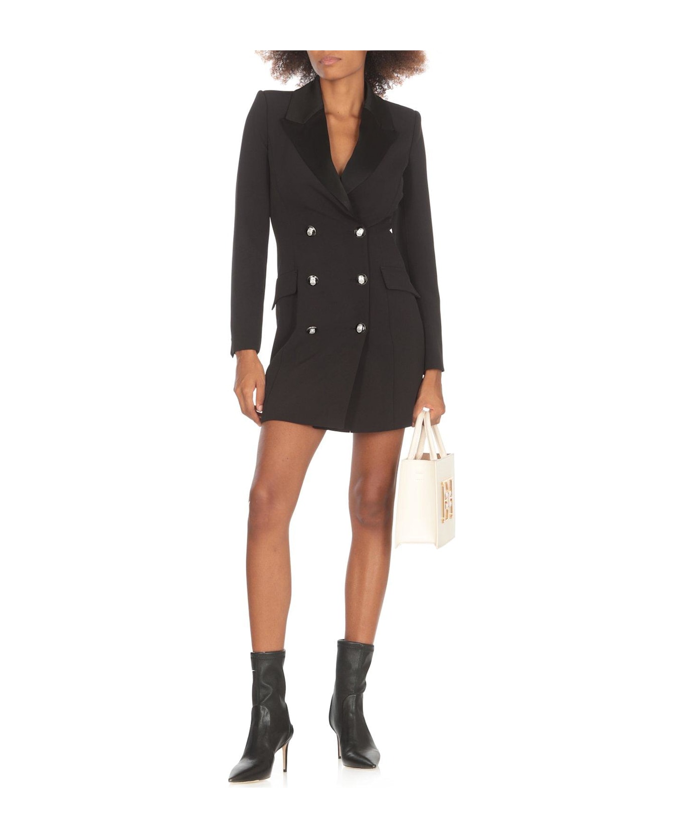 Elisabetta Franchi Double-breasted Blazer Dress - Black