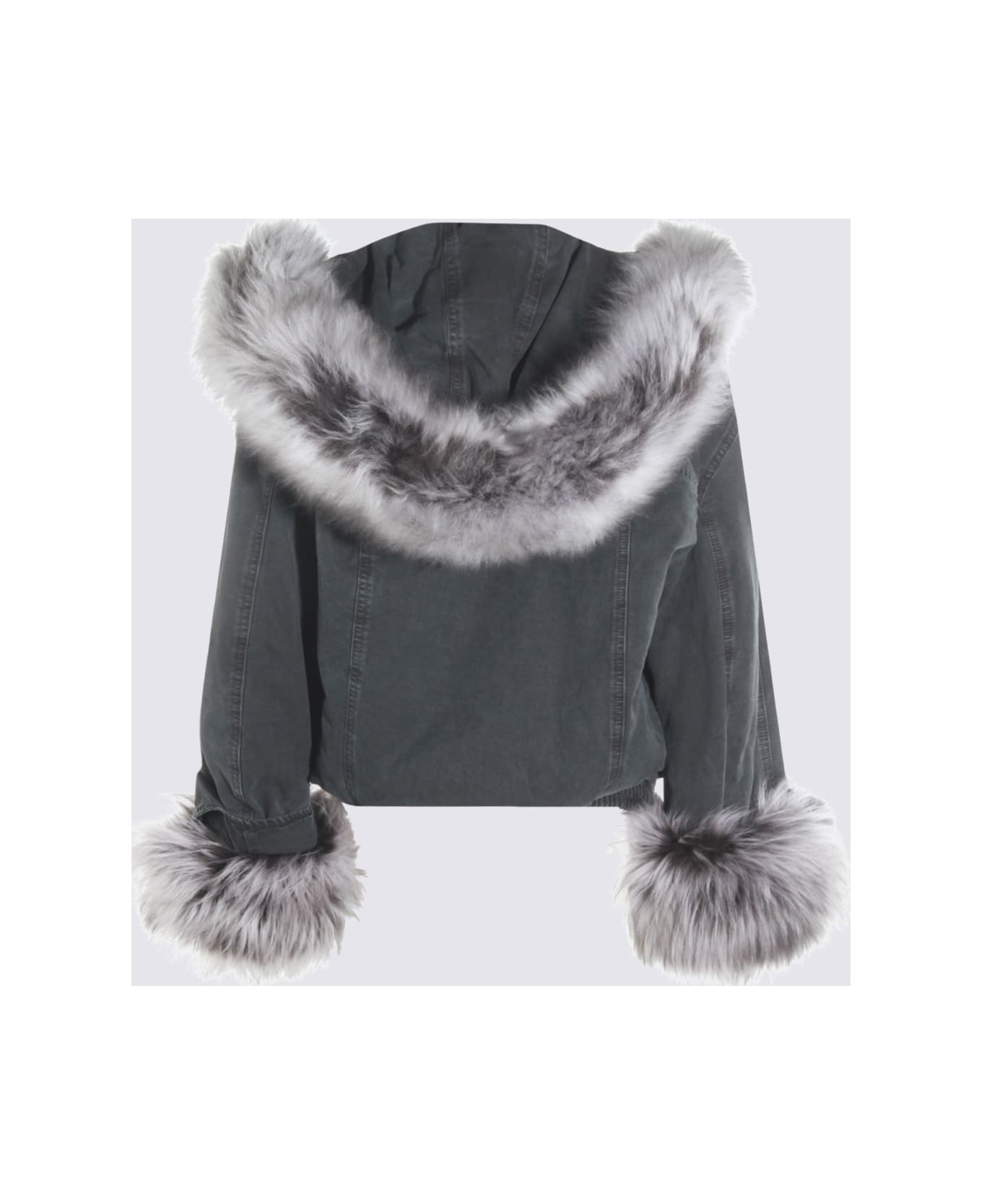 Blumarine Black Cotton Casual Jacket - BLACK/LUNAR ROCK