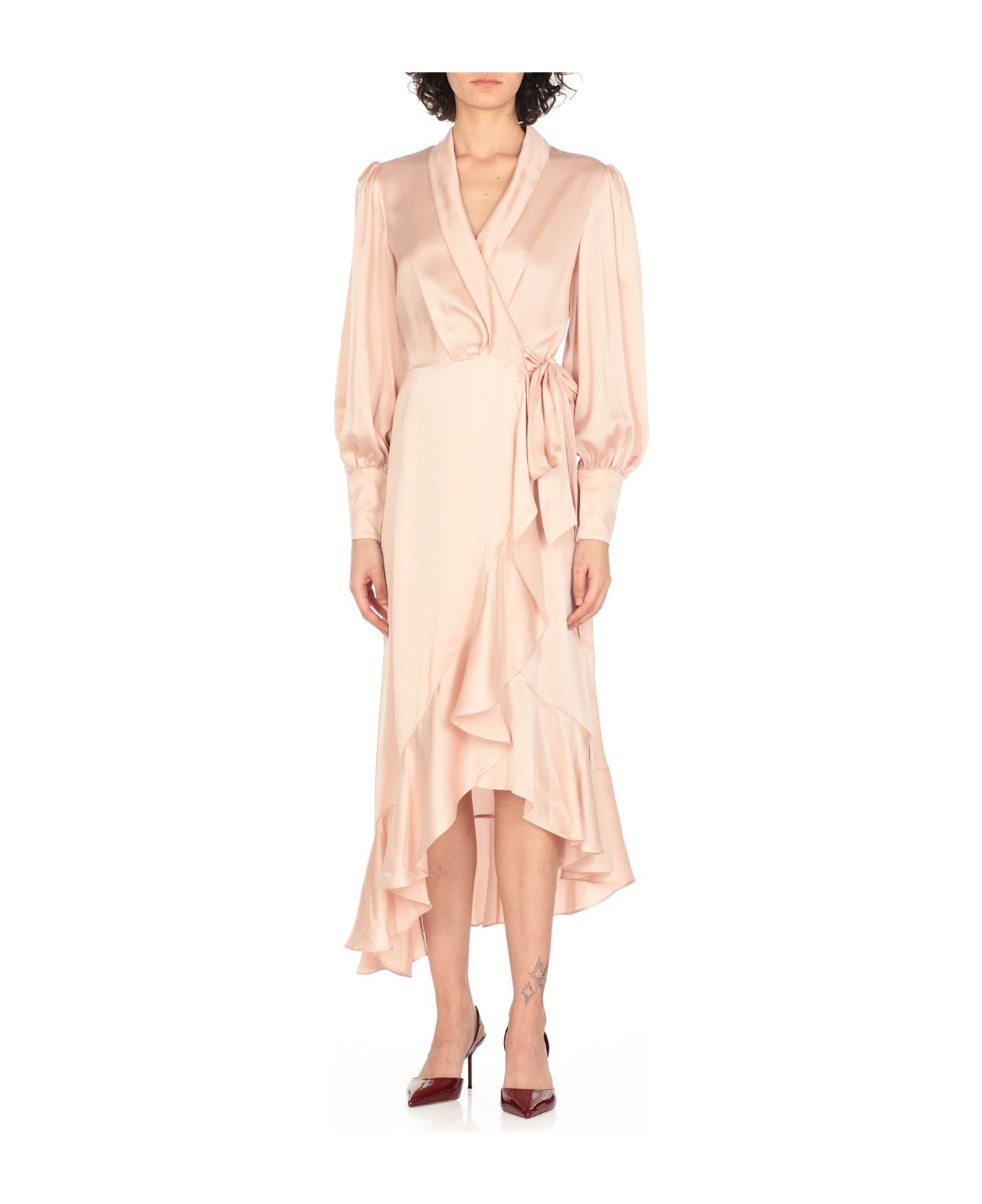 Zimmermann Asymmetric Wrap Midi Dress - PETAL