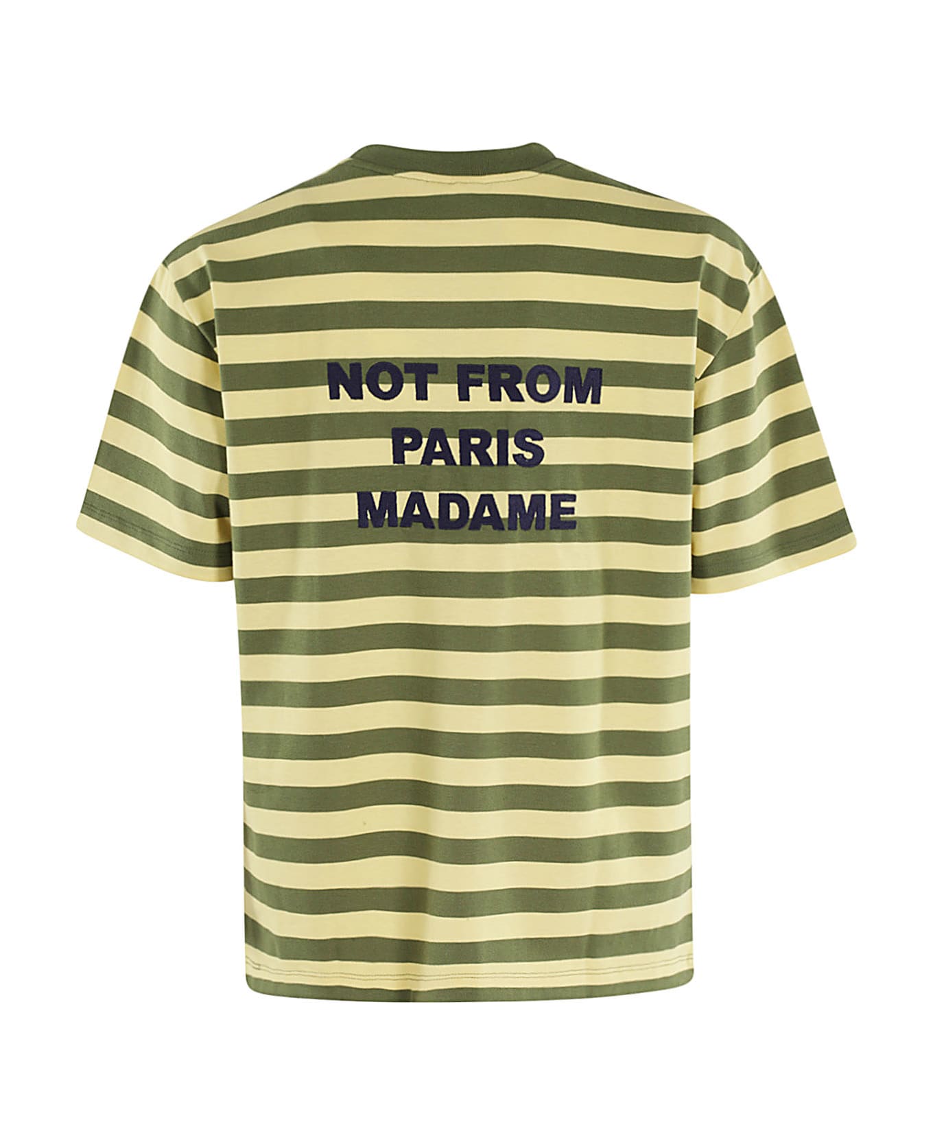 Drôle de Monsieur Le T Shirt Slogan Rayé - Light Yellow 