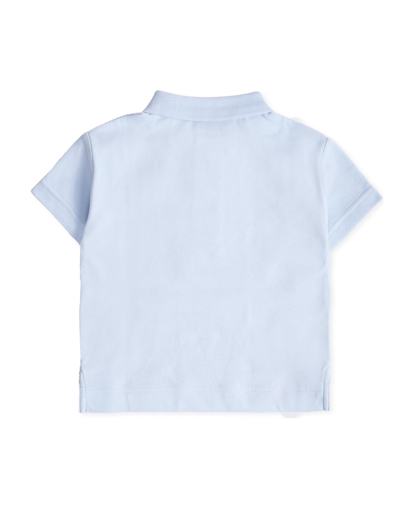 Burberry Light Blue Polo Shirt For Baby Boy With Teddy Bear - Light Blue