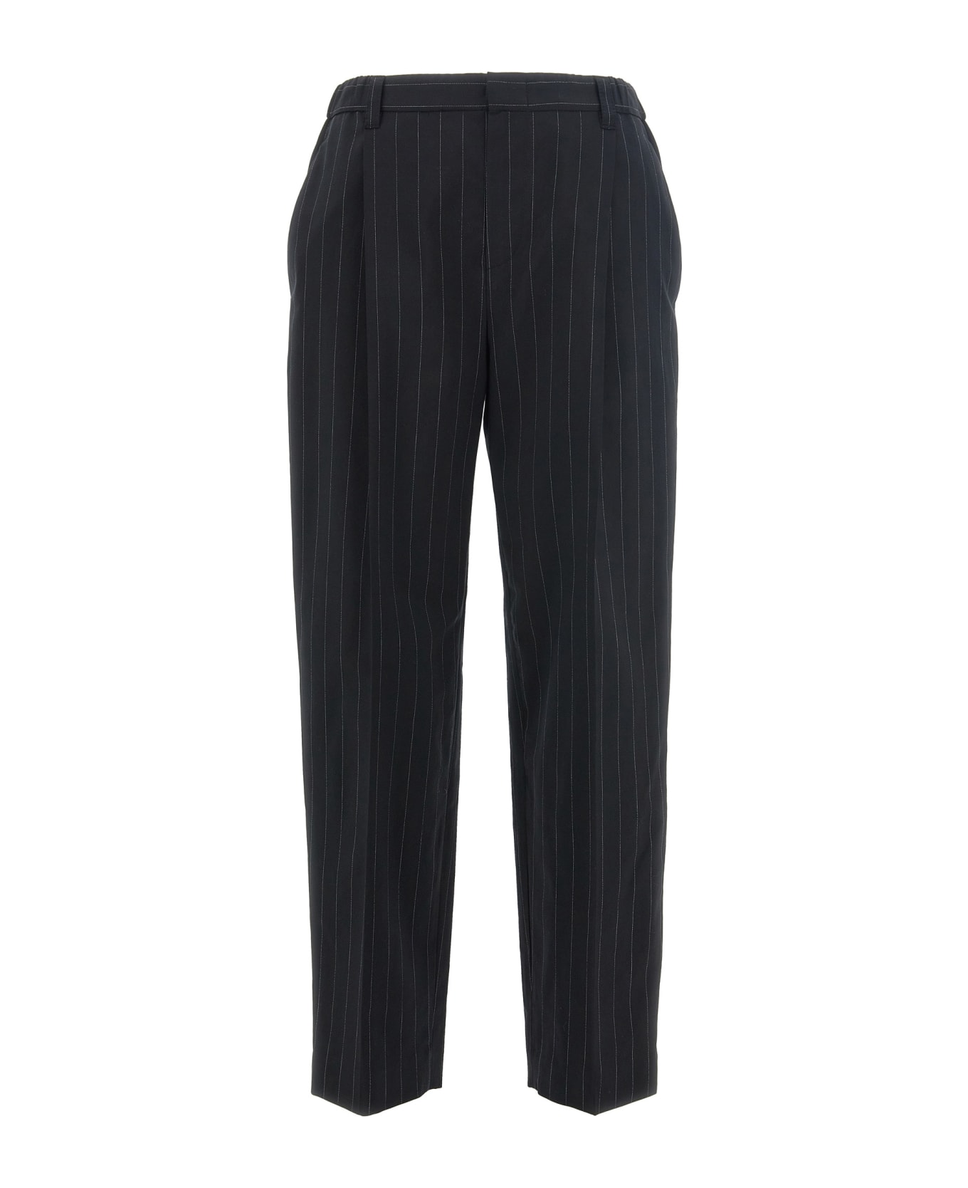 Brunello Cucinelli Pinstripe Trousers - White/Black