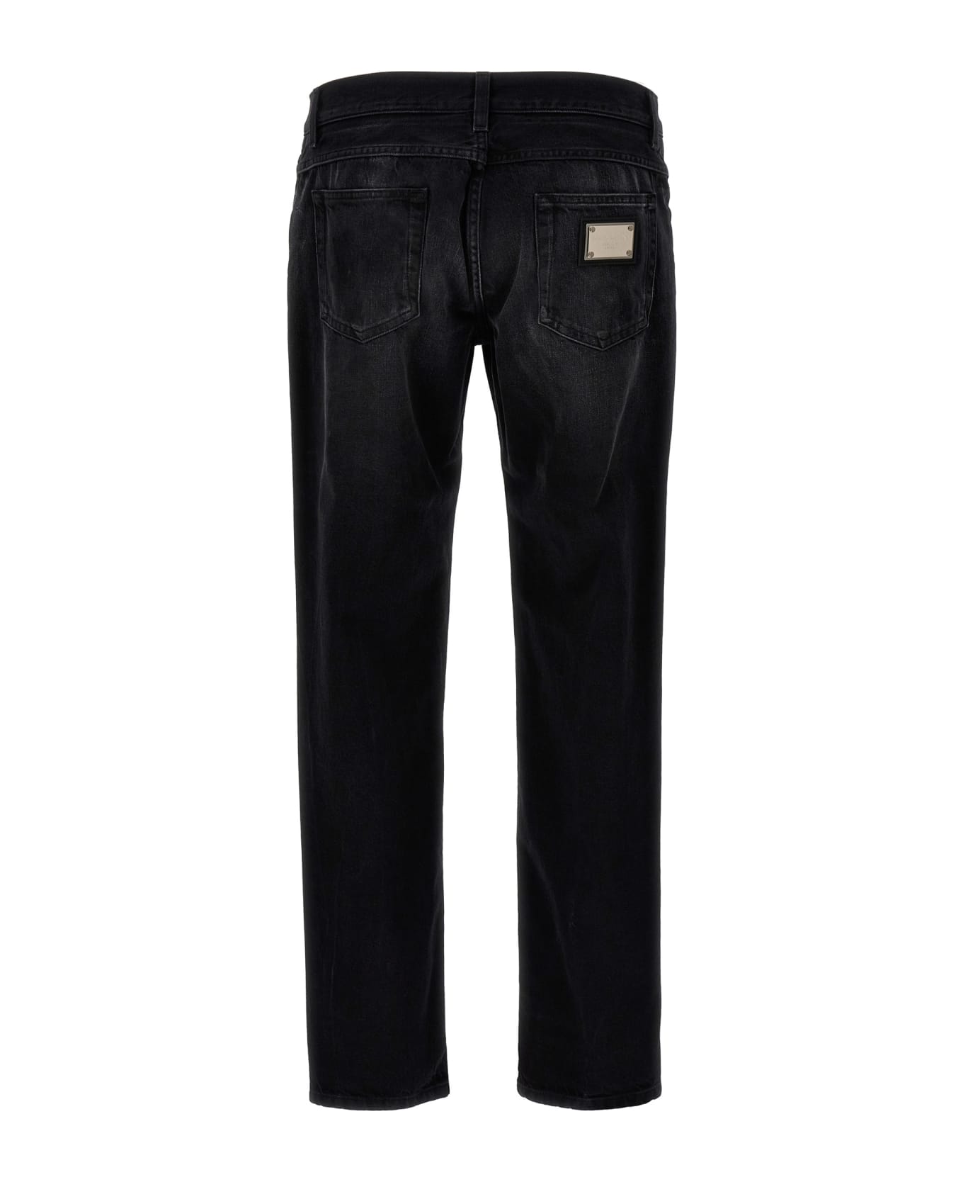 Dolce with & Gabbana Logo Plaque Jeans - Black  