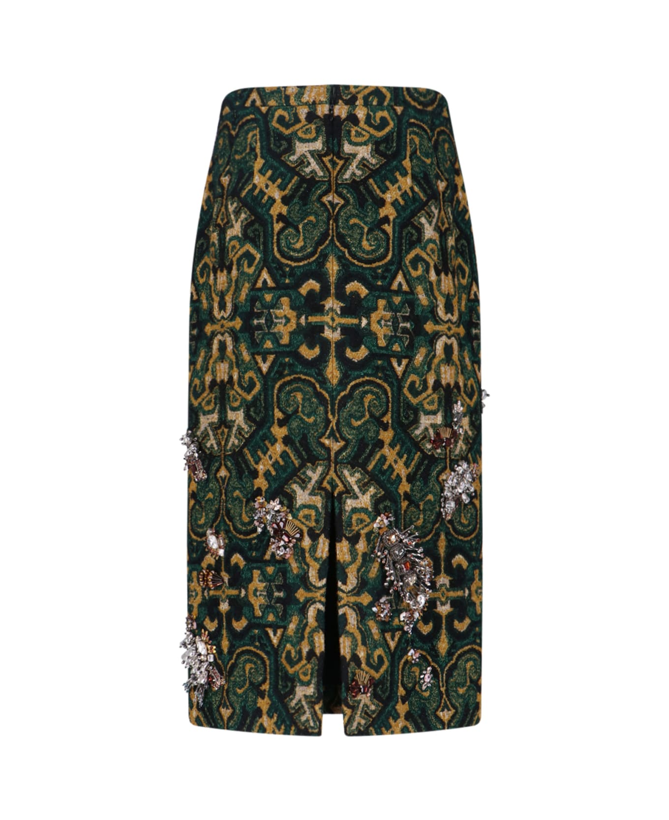 Dries Van Noten Skirt With "sokna" Crystals - Green