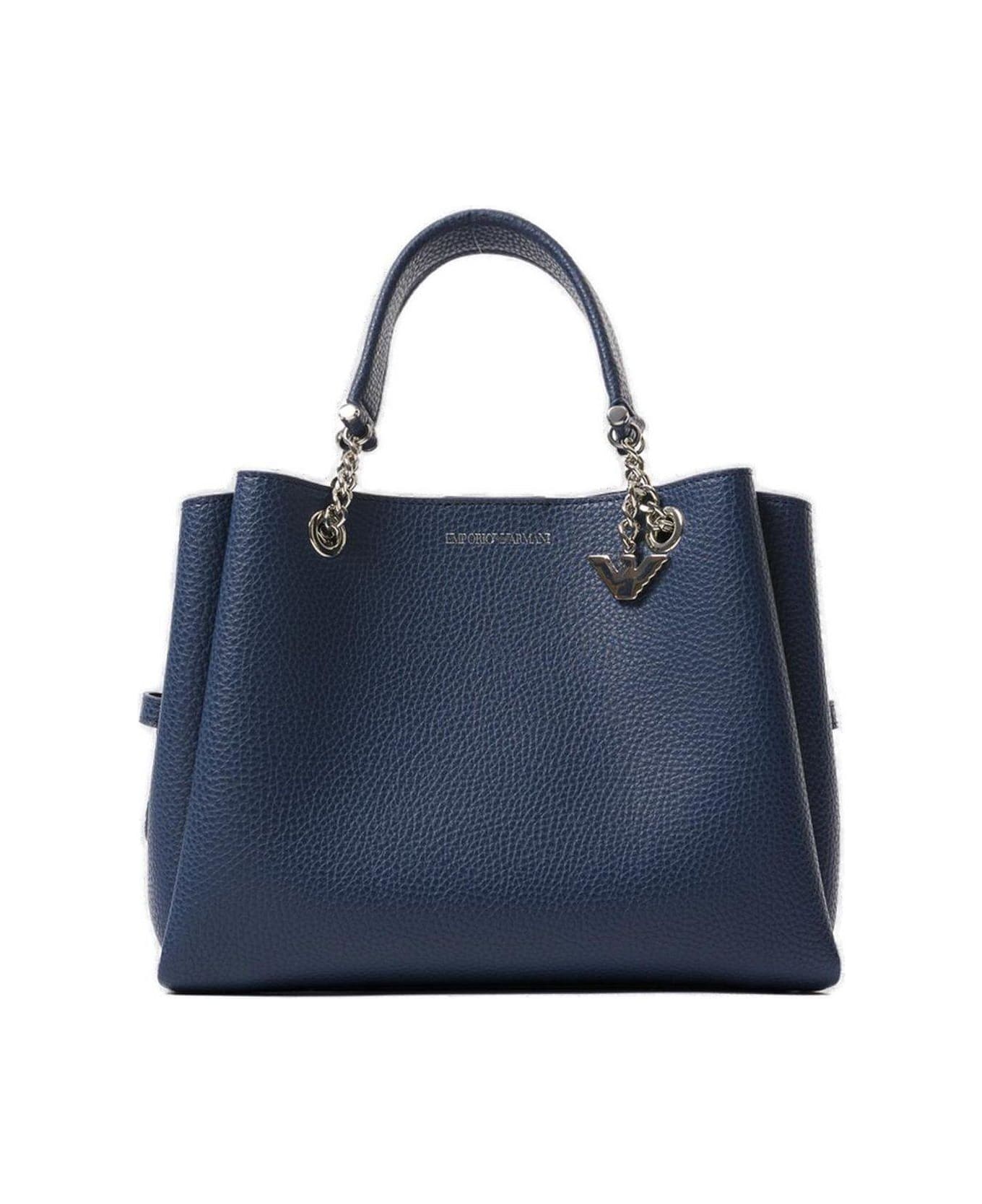 Emporio Armani Palmellato Eagle Charm Leather-effect Handbag - Blue