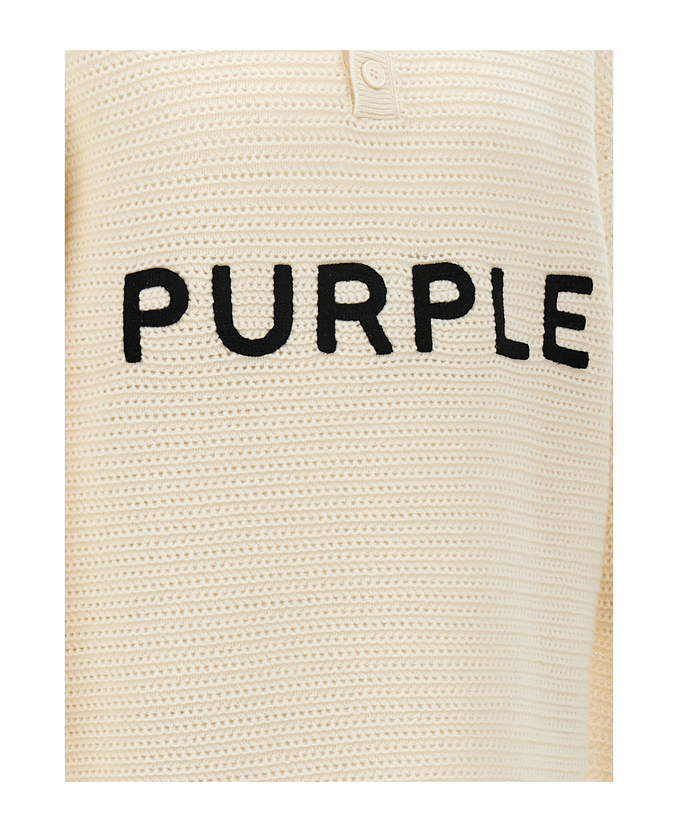 Purple Brand Logo Embroidery Sweater - White