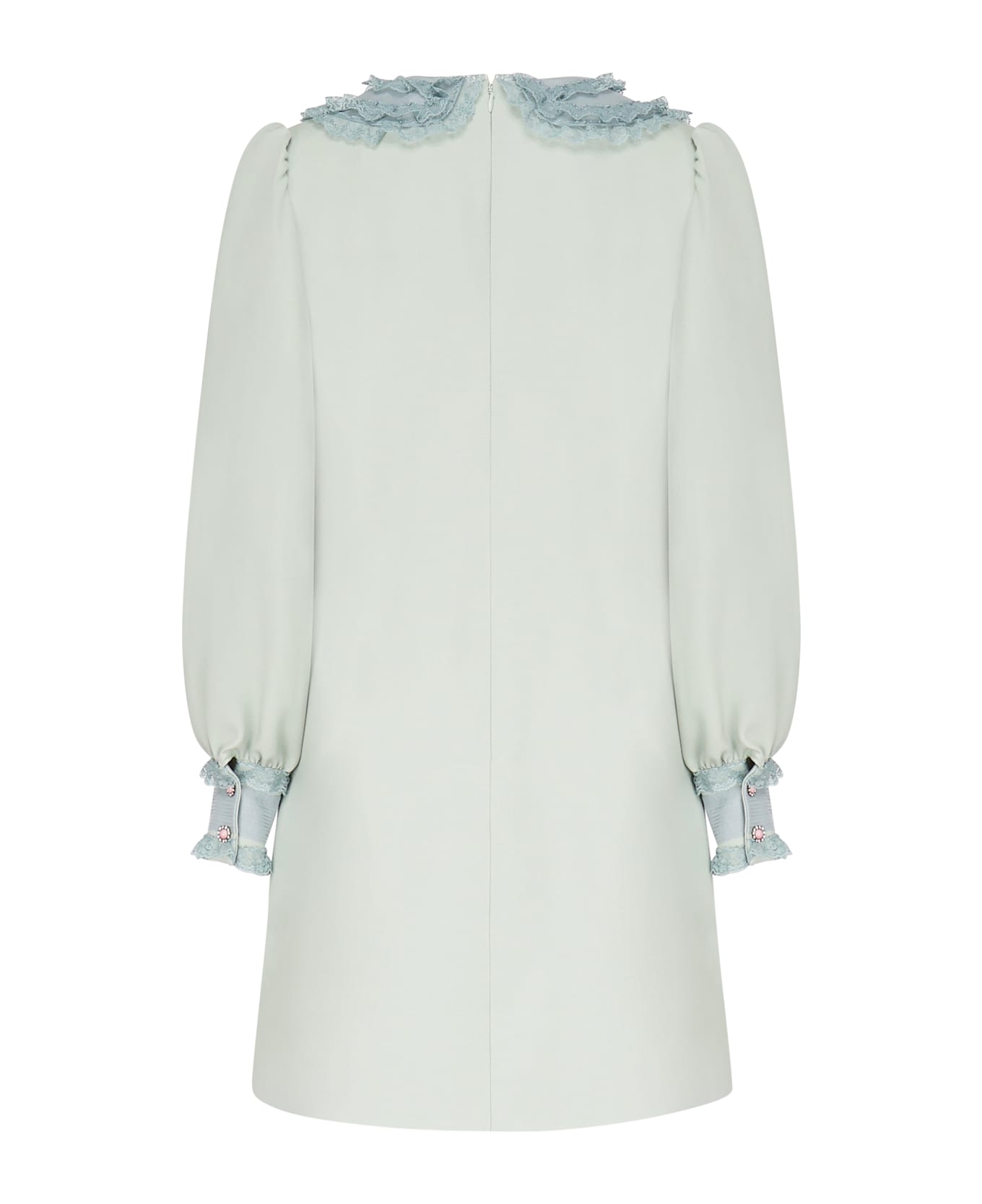 Valentino Garavani Embroidered Crepe Couture Short Dress - Blue
