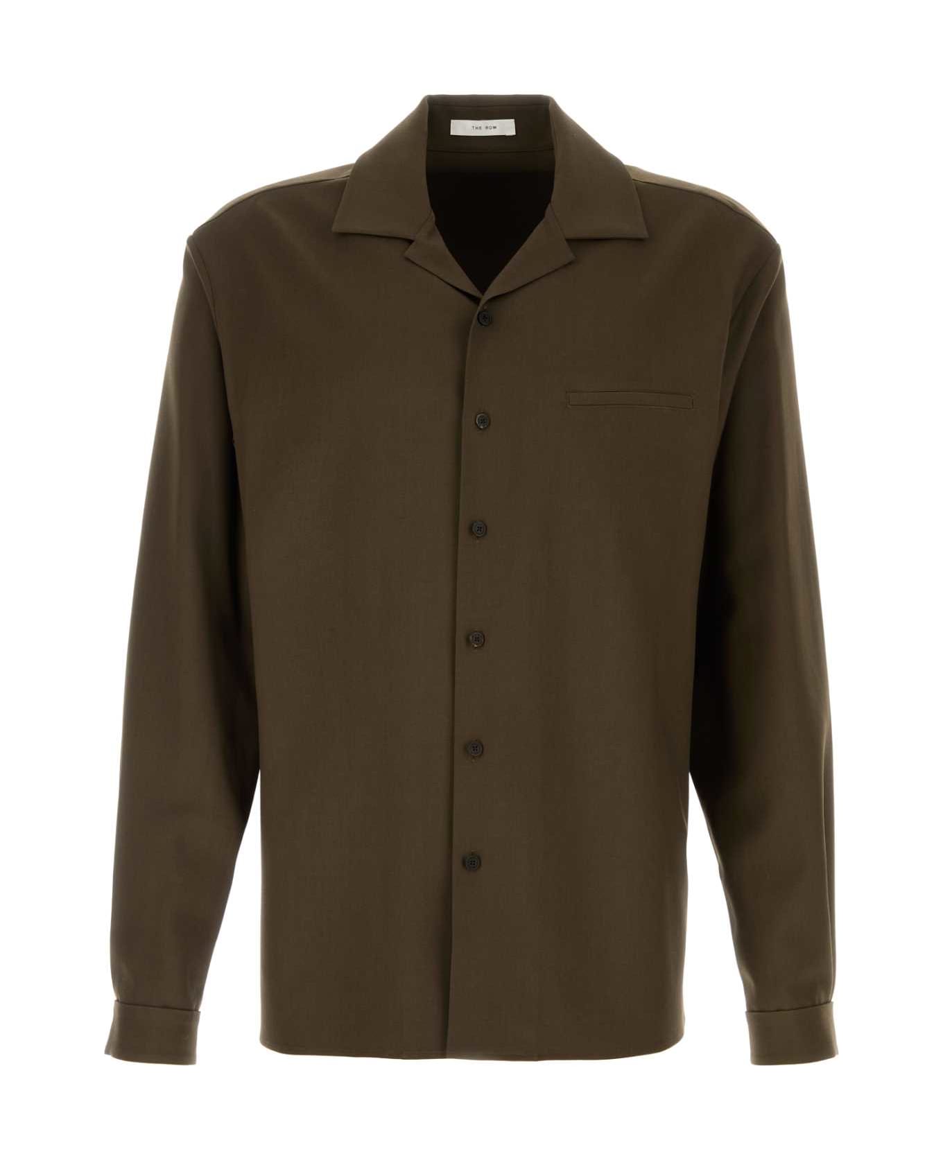 The Row Khaki Wool Kanta Shirt - SEPIAKHAKI シャツ
