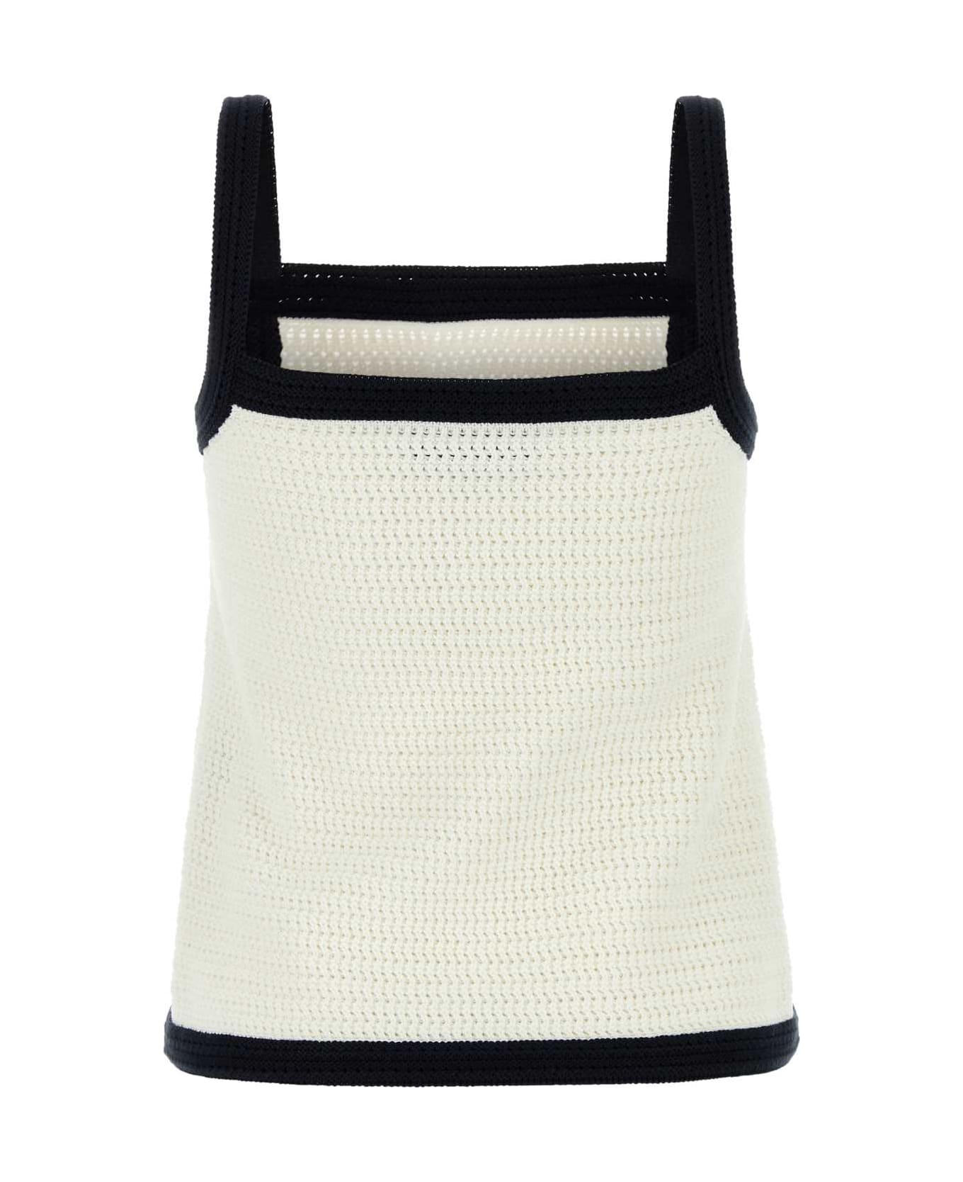 Gucci White Stretch Crochet Tank Top - WHITENAVY