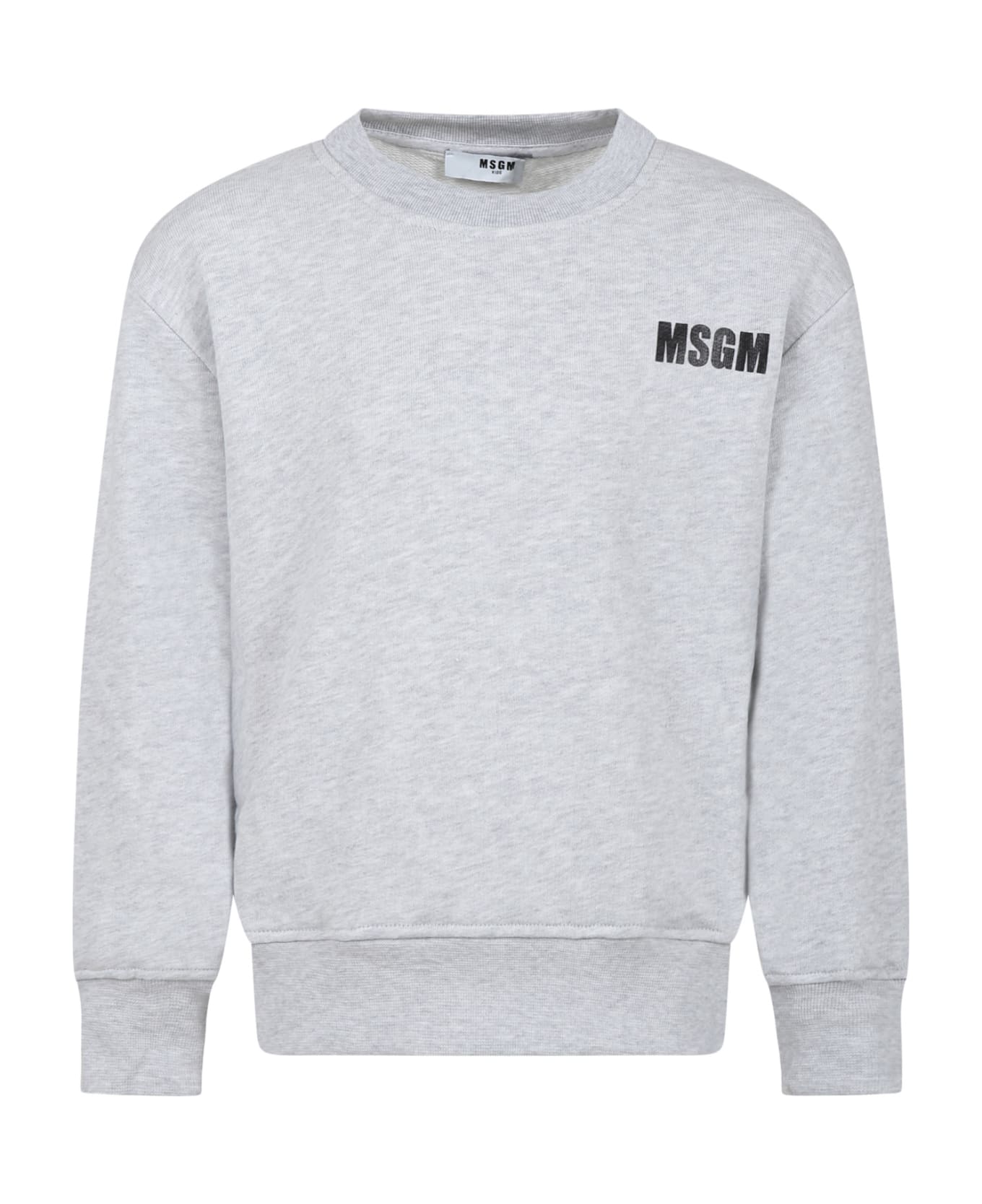 MSGM Gray Sweatshirt For Kids With Logo - Grey ニットウェア＆スウェットシャツ