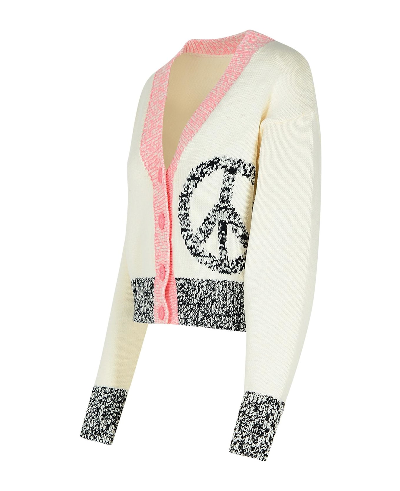 M05CH1N0 Jeans White Cotton Blend Cardigan - White