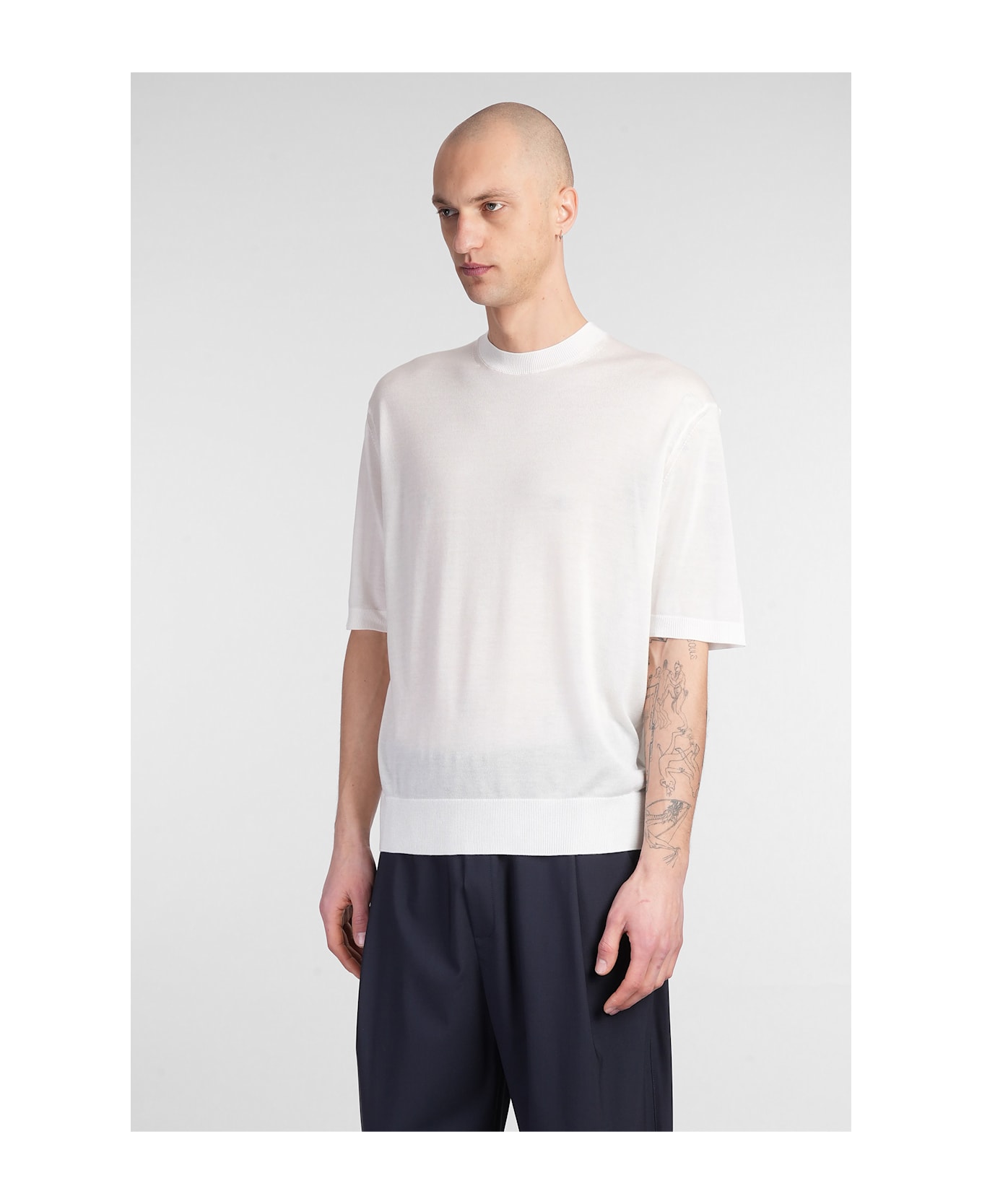 Laneus T-shirt In Beige Wool And Polyester - beige