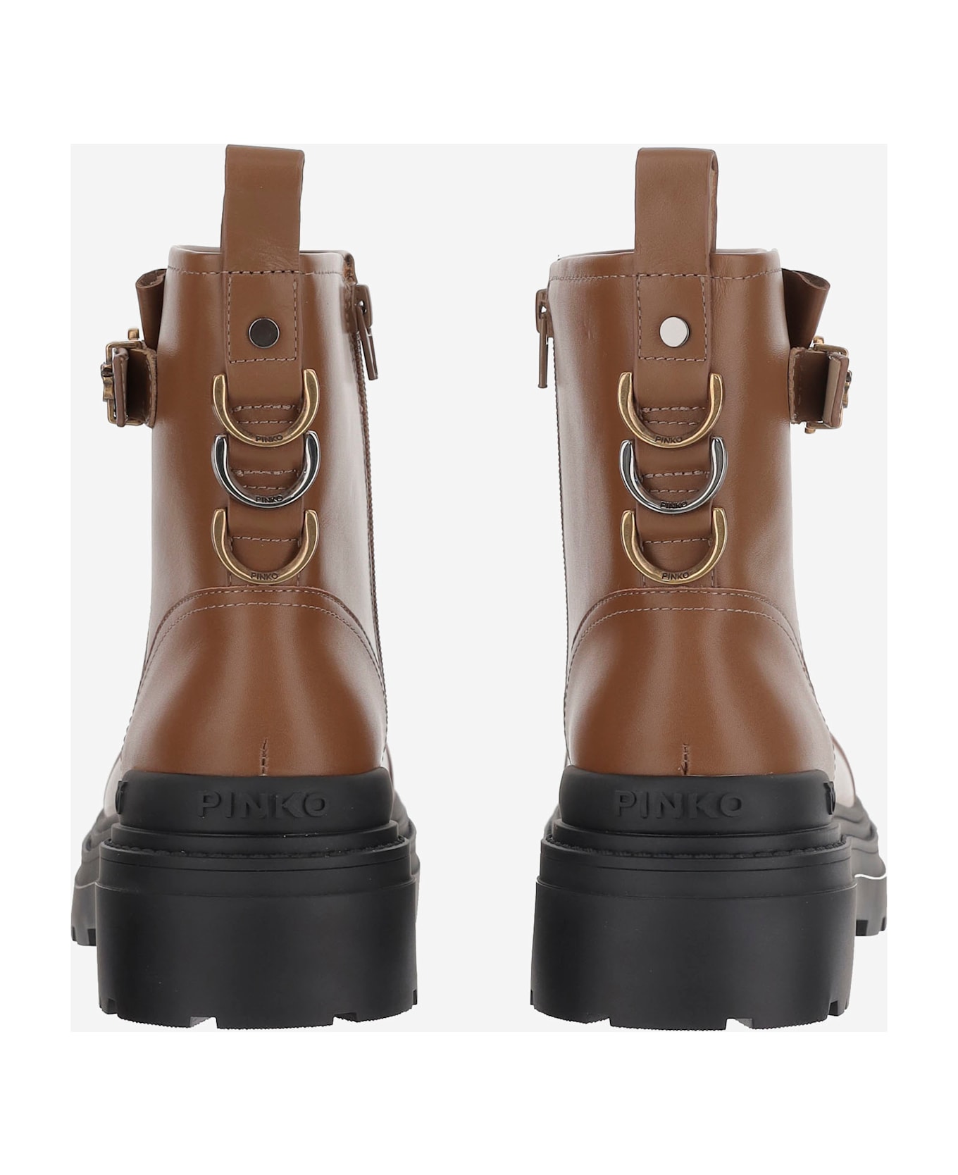 Pinko Mia 21 Leather Ankle Boots - Brown ブーツ