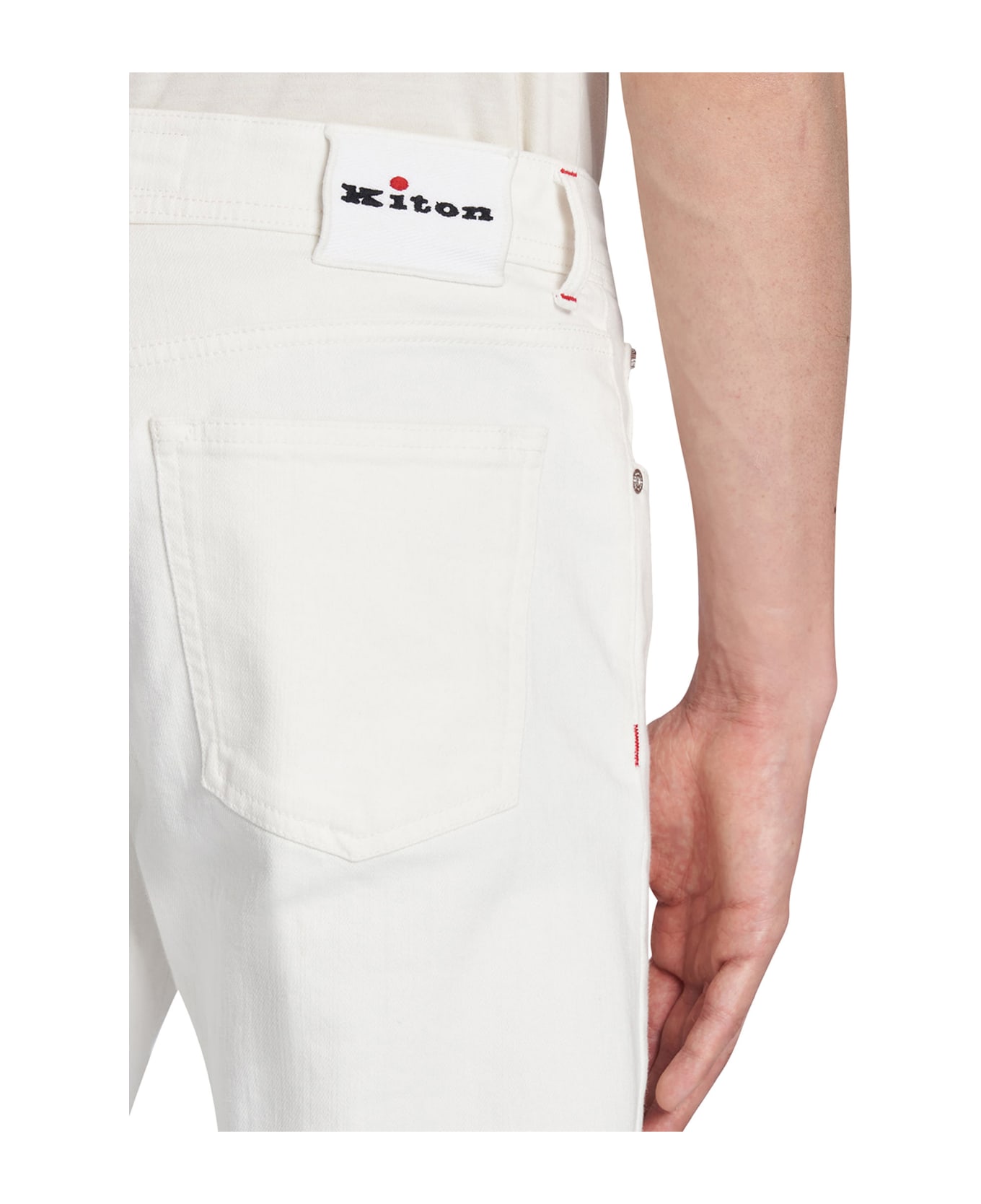 Kiton Trousers Cotton - CREAM WHITE ボトムス