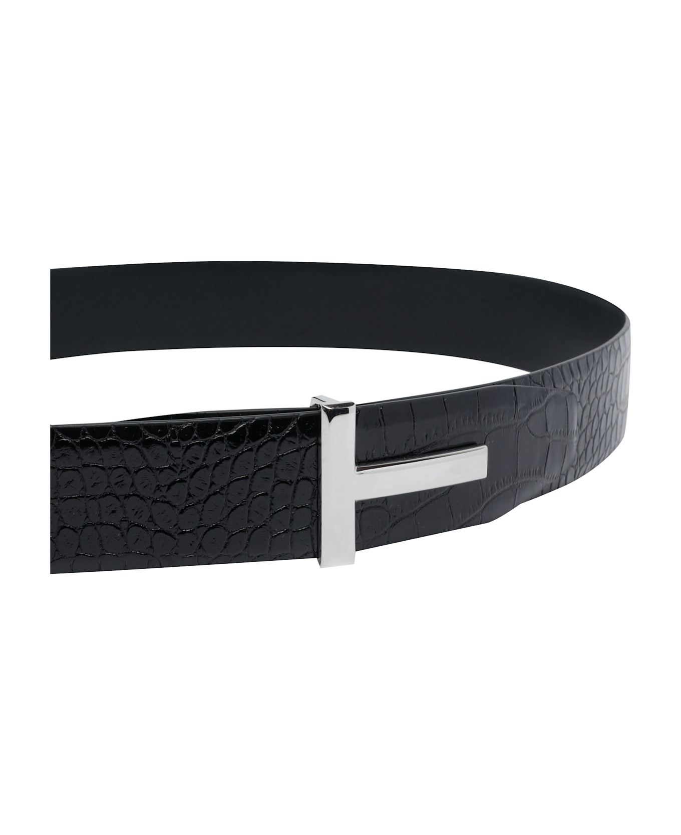 Tom Ford Hammered Leather Belt - Black