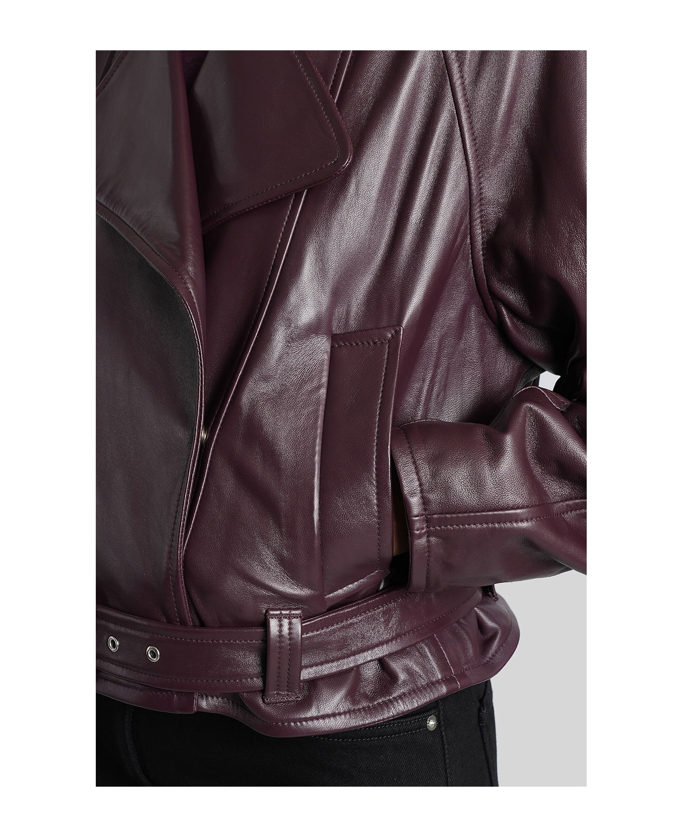 IRO Yuria Biker Jacket In Bordeaux Leather - bordeaux