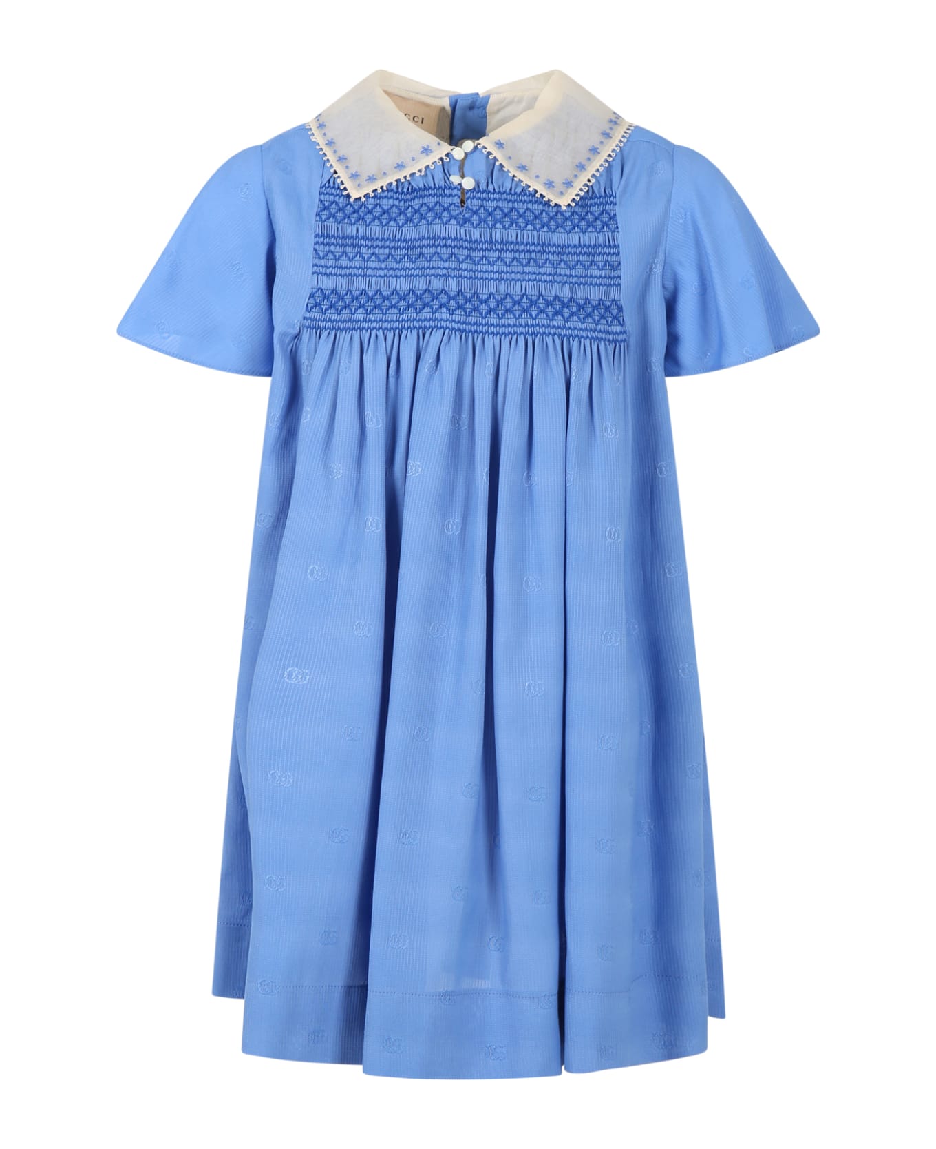 Gucci Light-blue Dress For Girl With Gg - Light Blue