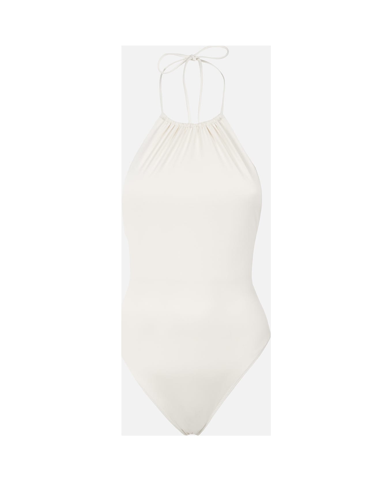 MC2 Saint Barth Woman Cream Halter Neck One Piece Swimsuit - WHITE