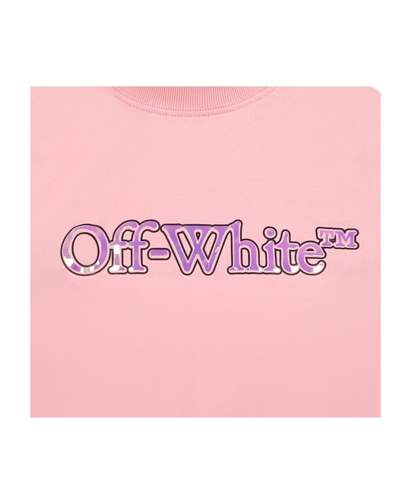 Off-White Pink T-shirt For Girl With Logo - PINK
