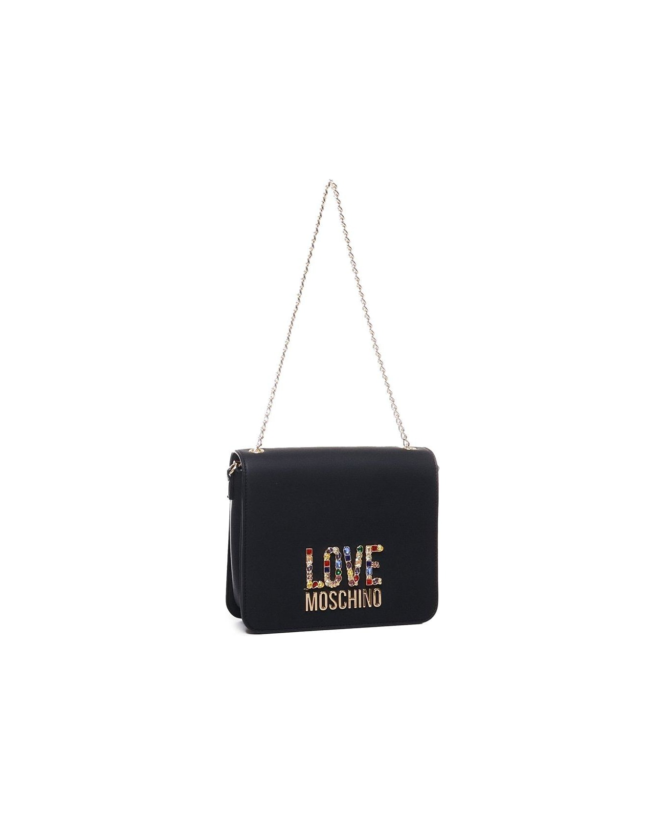Love Moschino Embellished Chain-linked Shoulder Bag - Nero