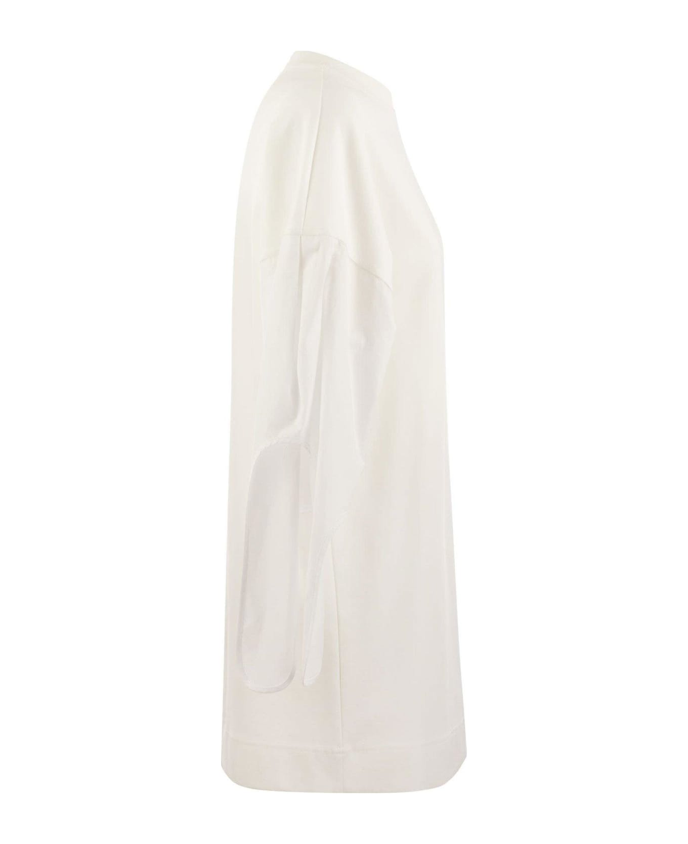 Max Mara Logo Printed Crewneck Dress - White
