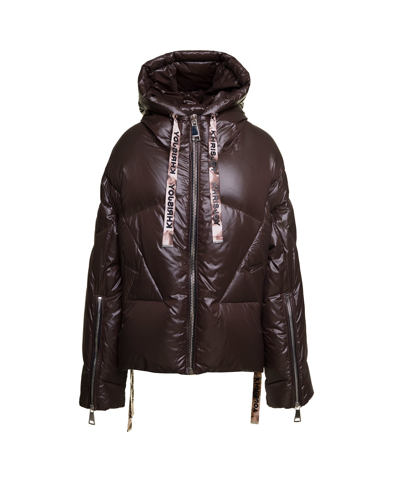 Khrisjoy Brown 'puff Khris Iconic' Oversized Down Jacket With Hood In Polyester Woman - Brown ダウンジャケット