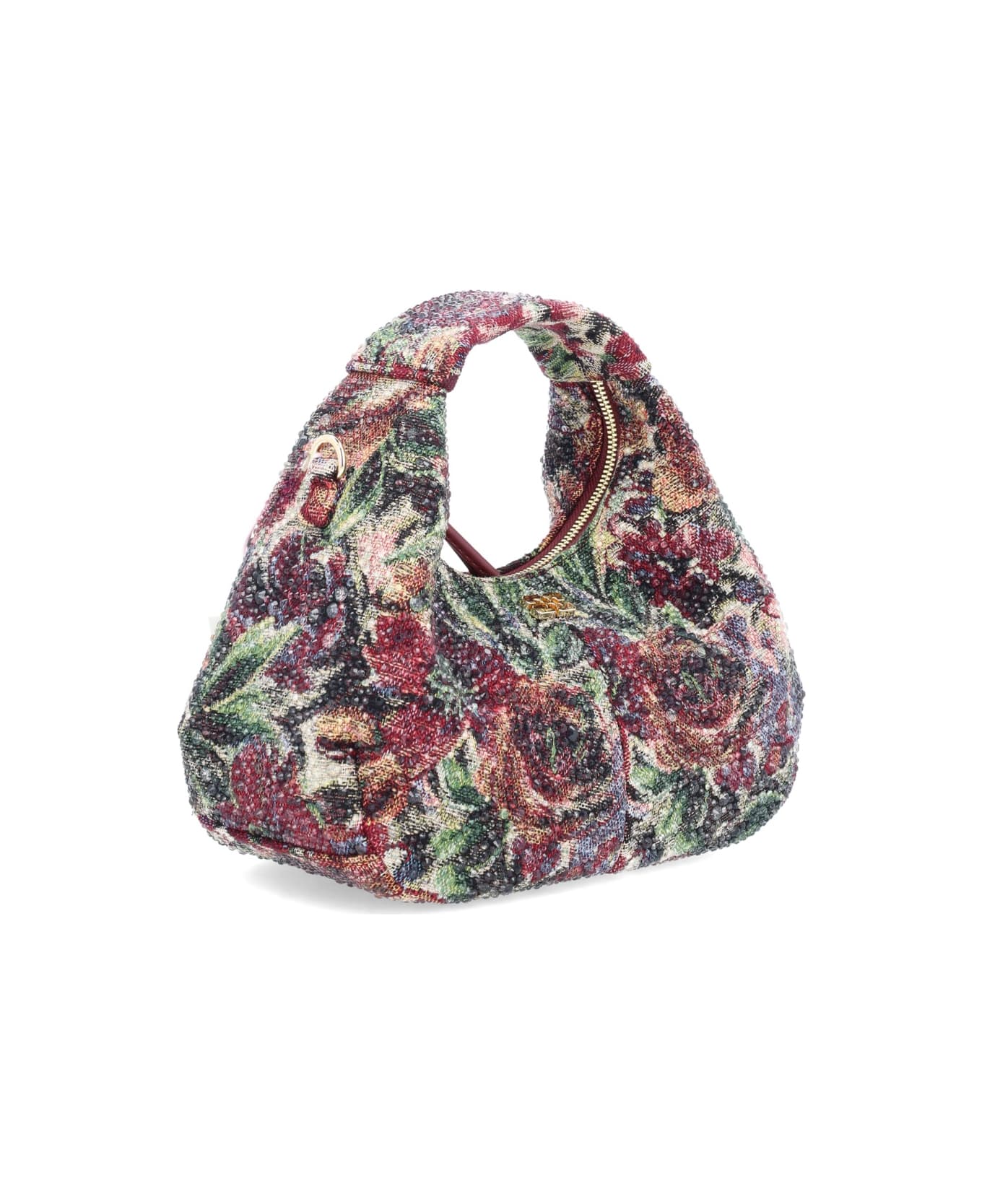 Ganni Mini "tapestry Rhinestone" Hobo Bag - MULTICOLOUR