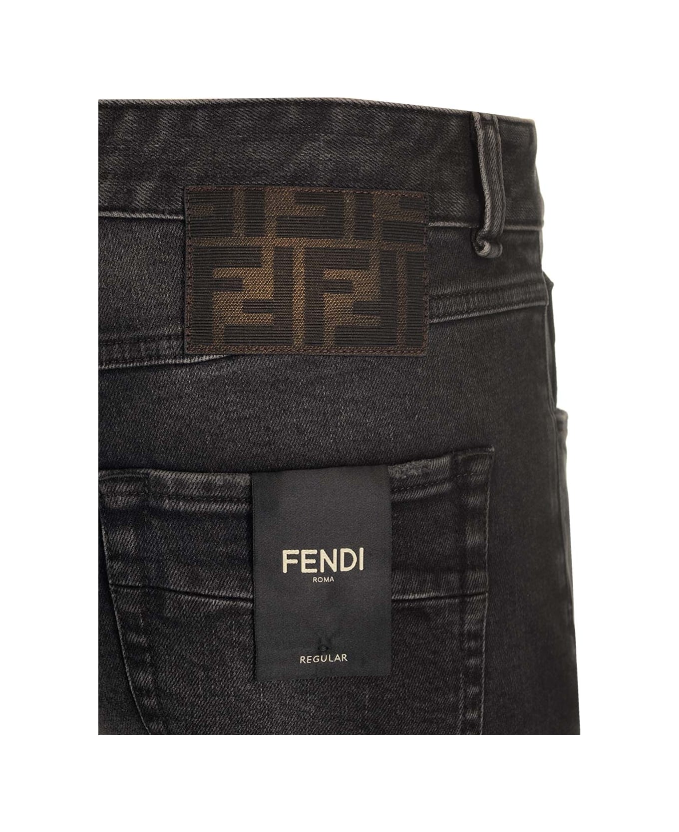Fendi Regular Fit Straight Leg Jeans - Black