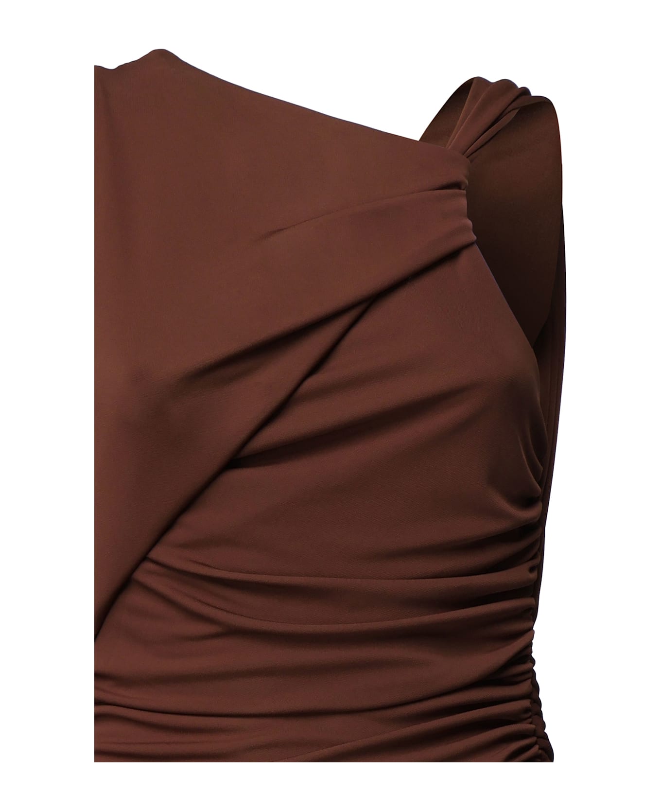 The Andamane Dress With Drape - Brown