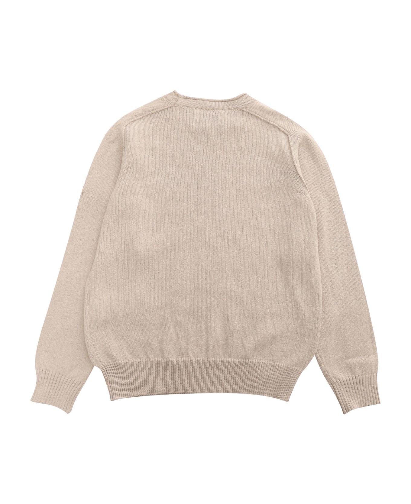 Stone Island Junior Beige Sweater With Logo - WHITE