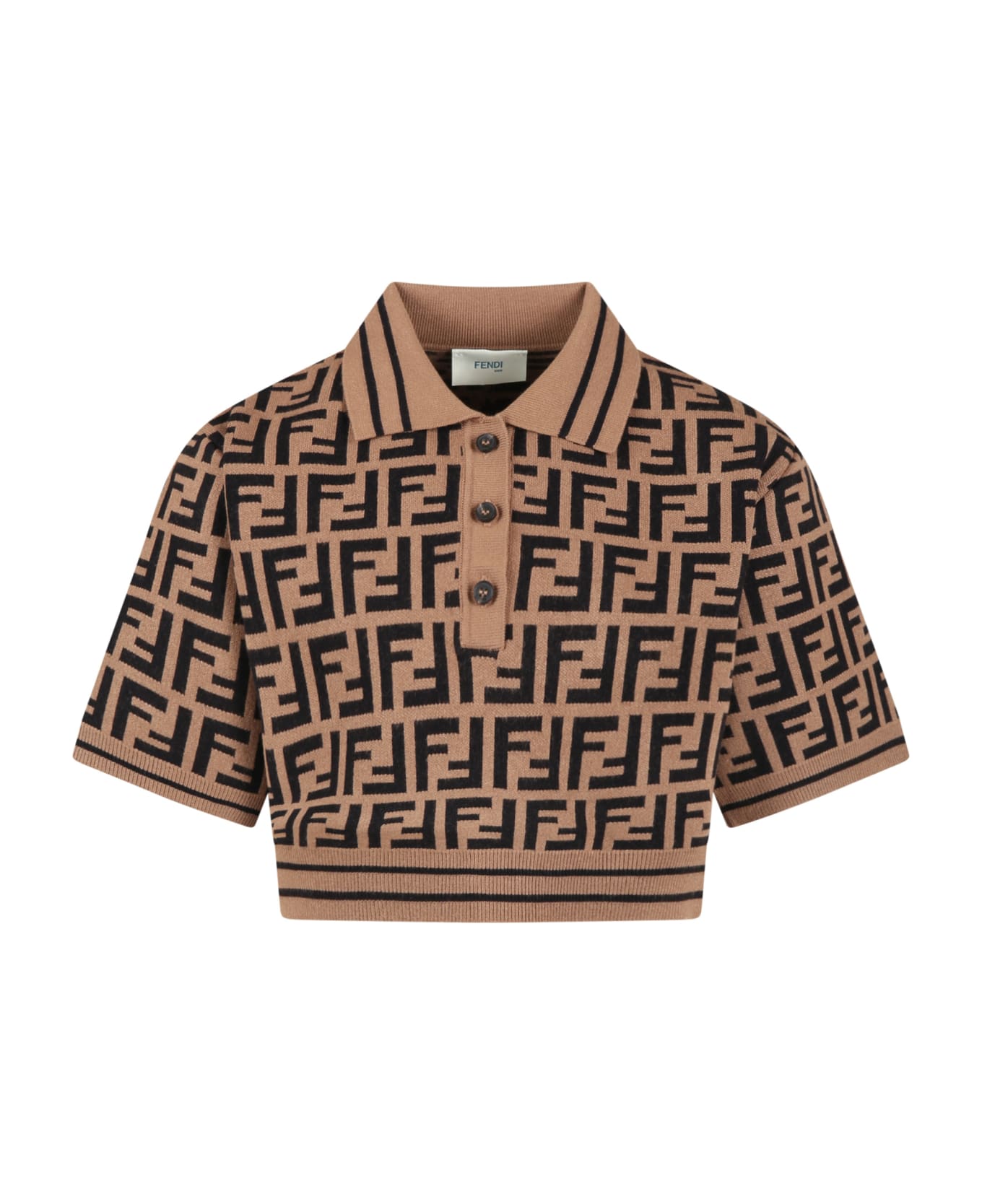 Fendi Brown Sweater For Girl With Ff - Brown ニットウェア＆スウェットシャツ
