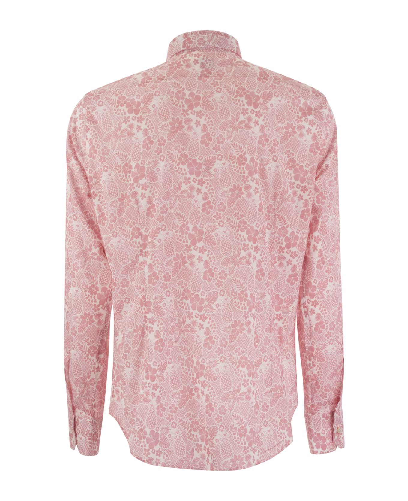 Fedeli Printed Stretch Cotton Voile Shirt - Pink