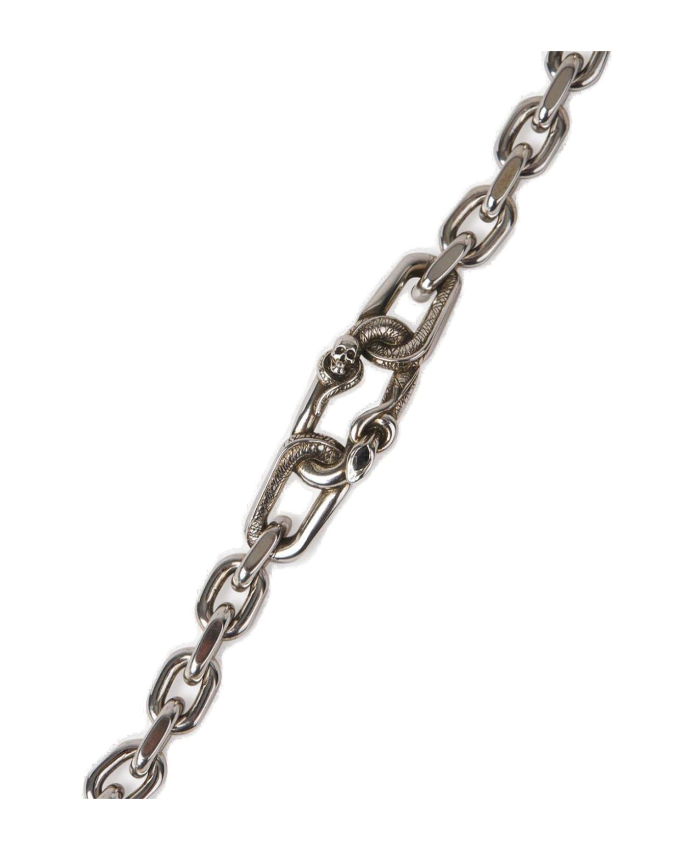 Alexander McQueen Snake & Skull Chain Bracelet - A.silver+jet sw ブレスレット