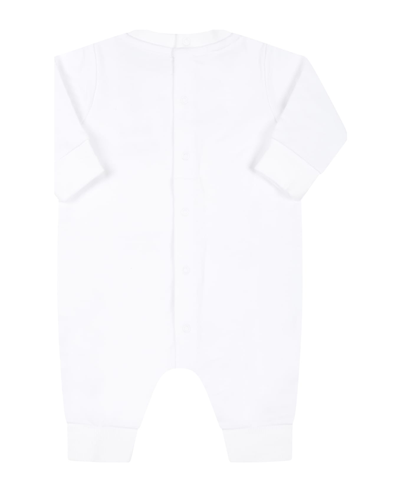 Moschino White Babygrow For Baby Kids With Teddy Bear - White