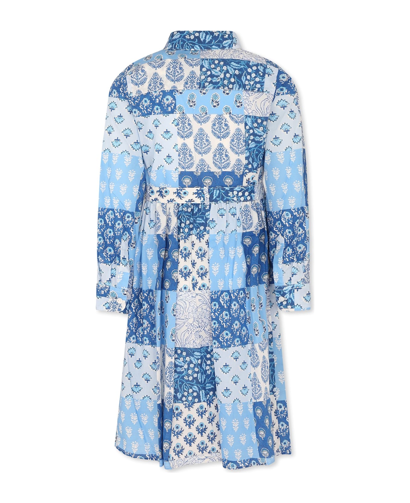 MC2 Saint Barth Light Blue Dress For Girl With Floral Print - Light Blue