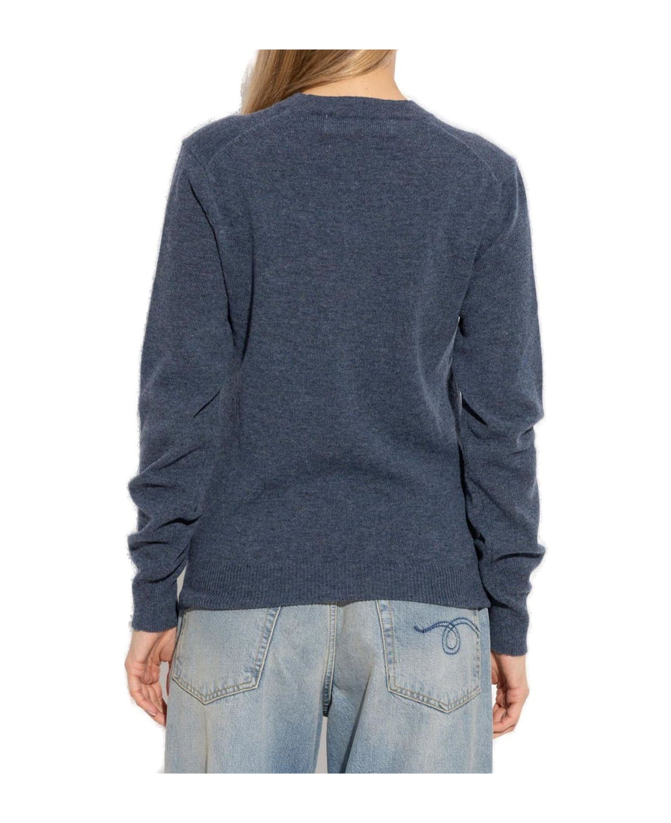 Comme des Garçons Play Heart Patch V-neck Jumper - Navy