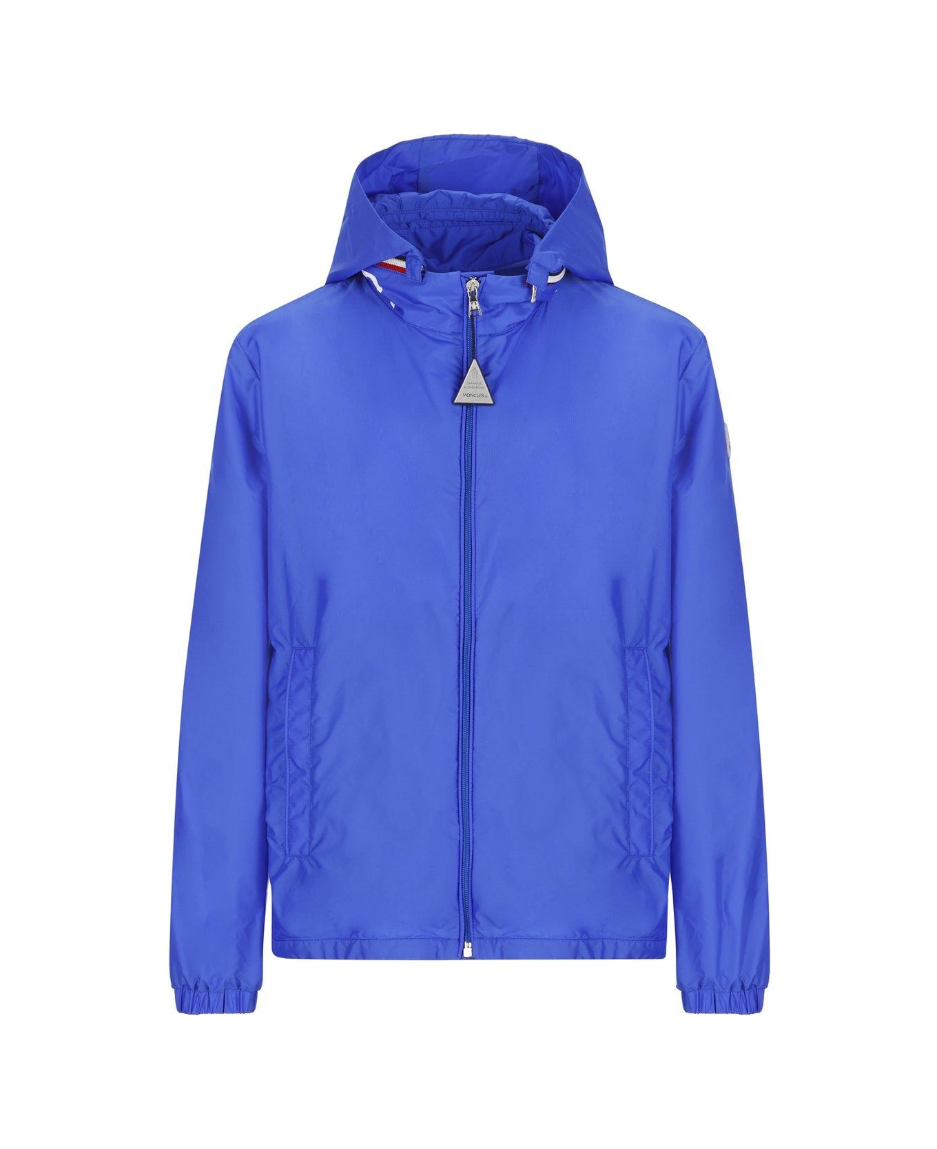 Moncler Logo Patch Zipped Hooded Jacket - Blue