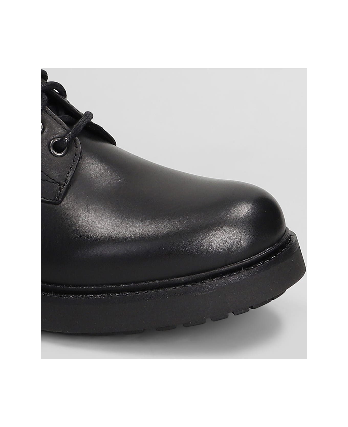 Julie Dee Combat Boots In Black Leather - black