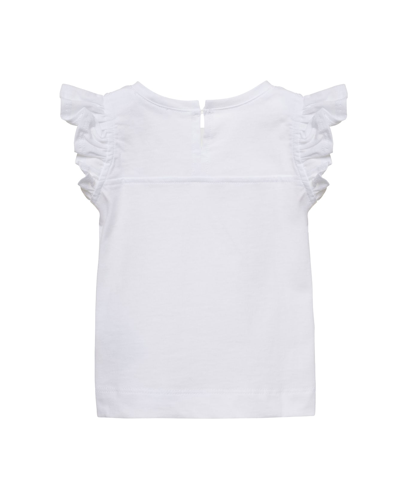 Chiara Ferragni 'maxilogomania'  White Tank Top With Volant And Logo Band In Cotton Baby - White