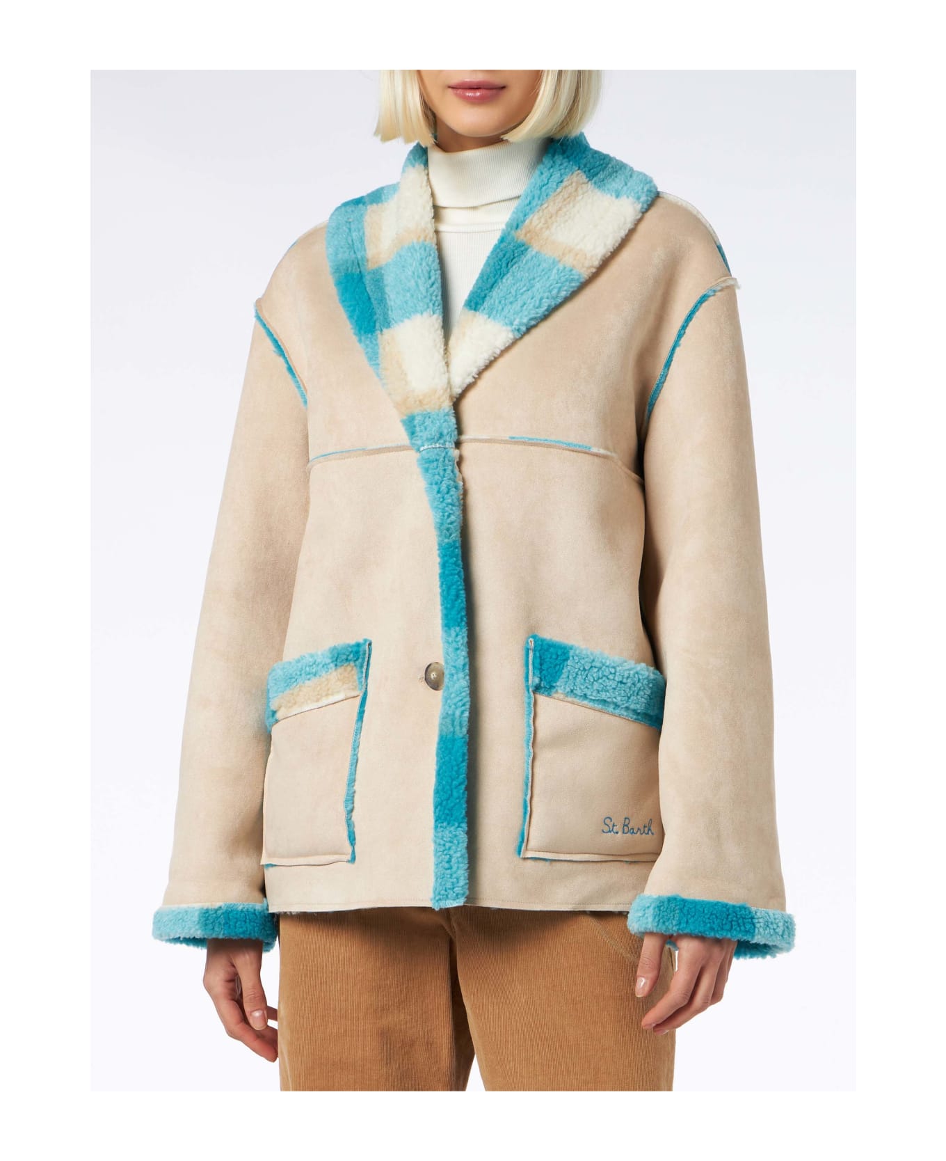 MC2 Saint Barth Woman Reversible Shearling Jacket - WHITE